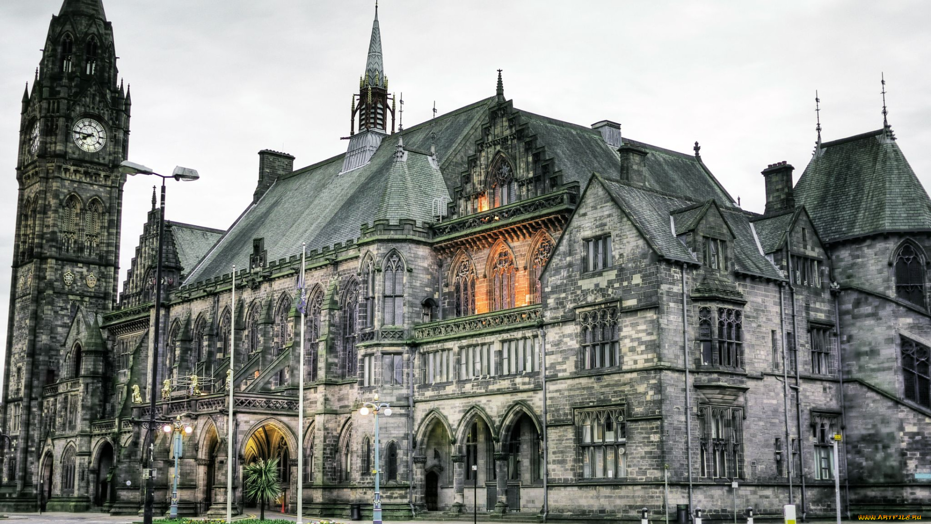 town, hall, rochdale, lancashire, uk, города, здания, дома