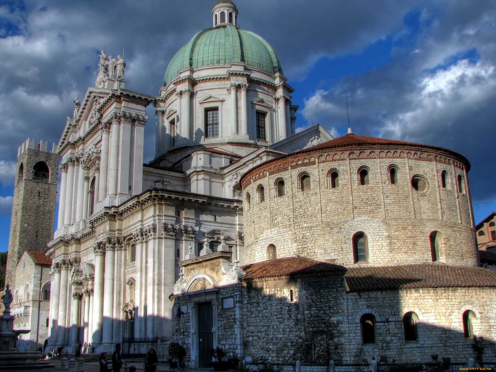 piazza, duomo, brescia, italy, города, католические, соборы, костелы, аббатства