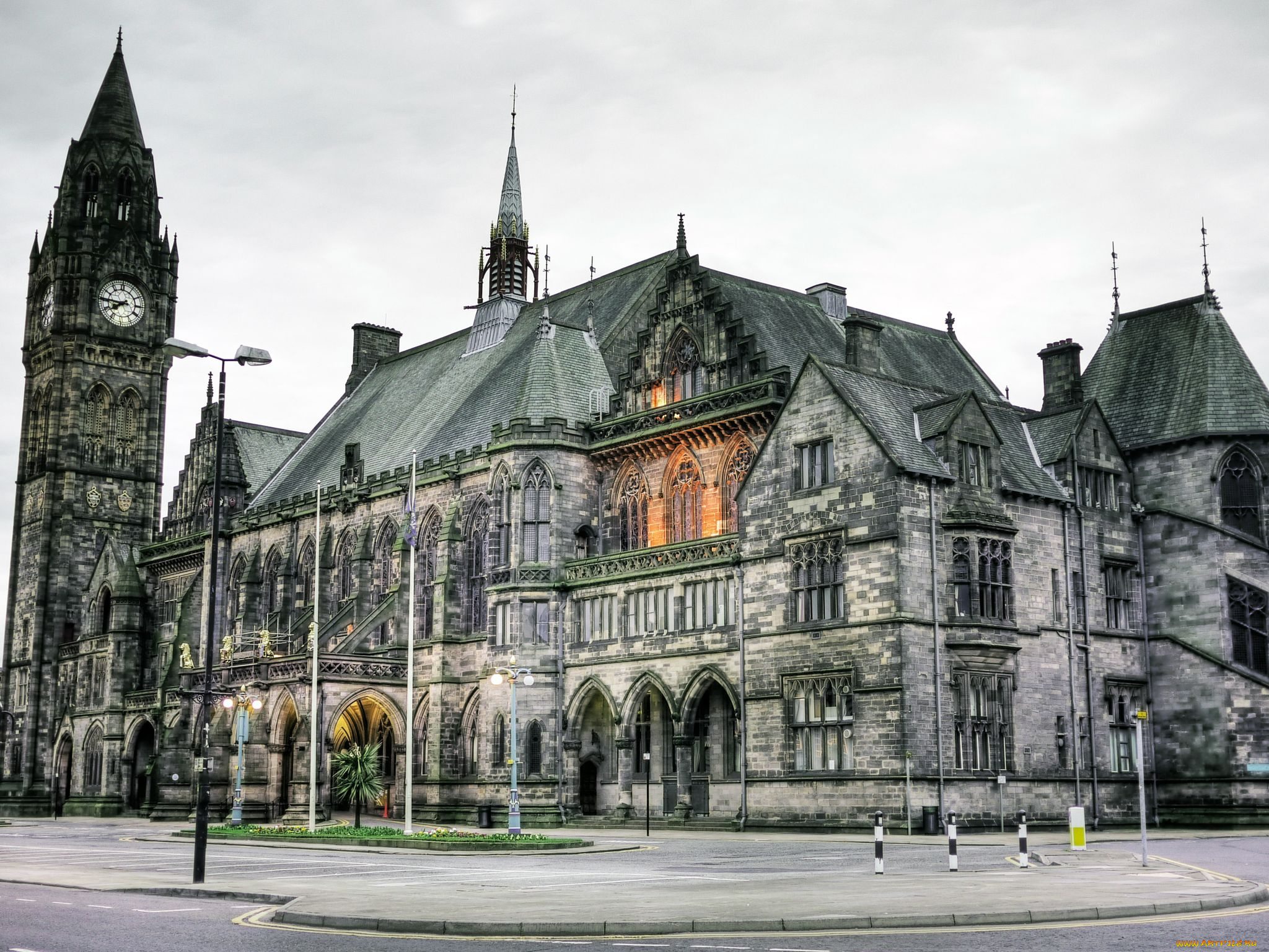 town, hall, rochdale, lancashire, uk, города, здания, дома