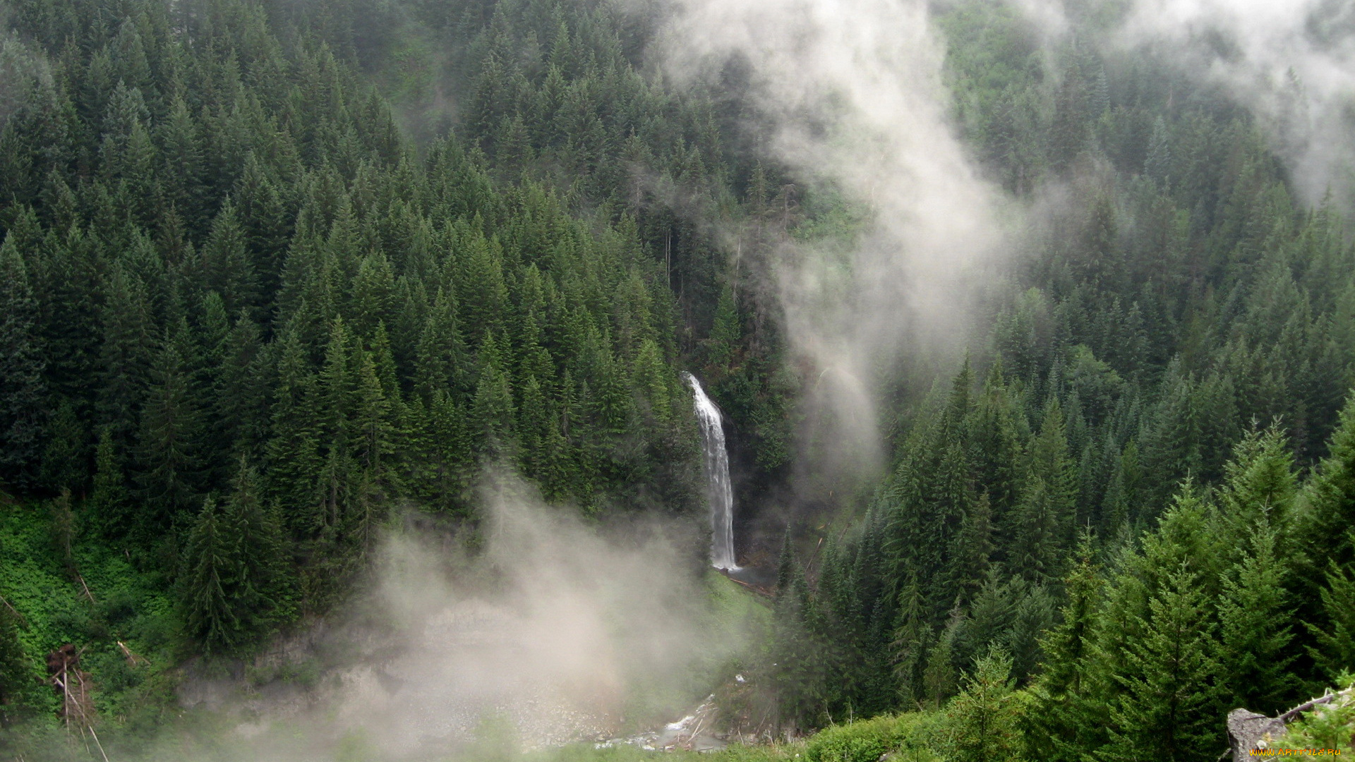 природа, водопады, usa, maple, falls, mount, rainier, national, park