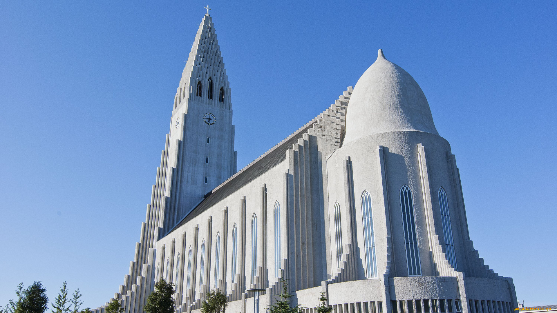 собор, халлгримур, исландия, города, рейкьявик, каменный, огромный