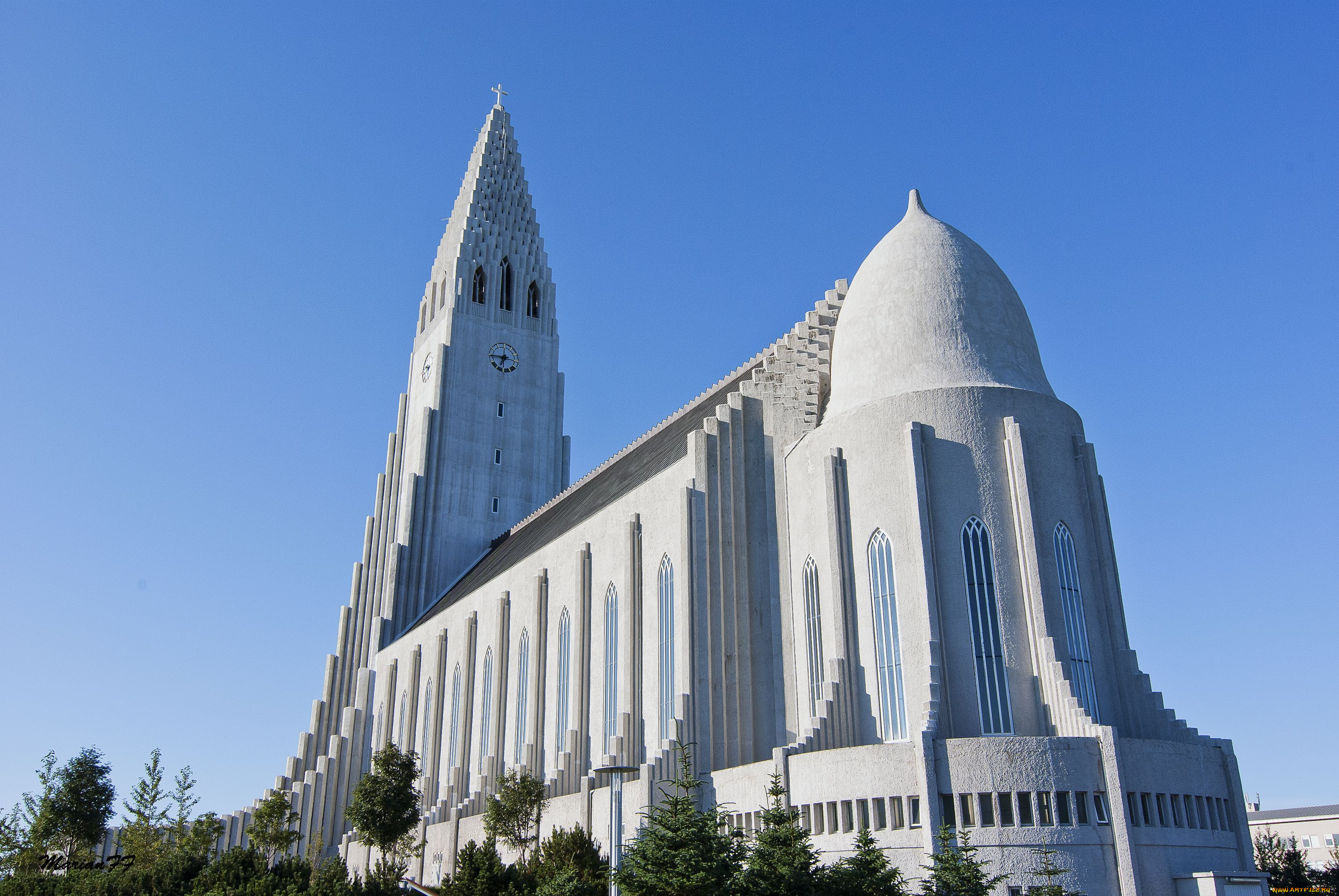 собор, халлгримур, исландия, города, рейкьявик, каменный, огромный