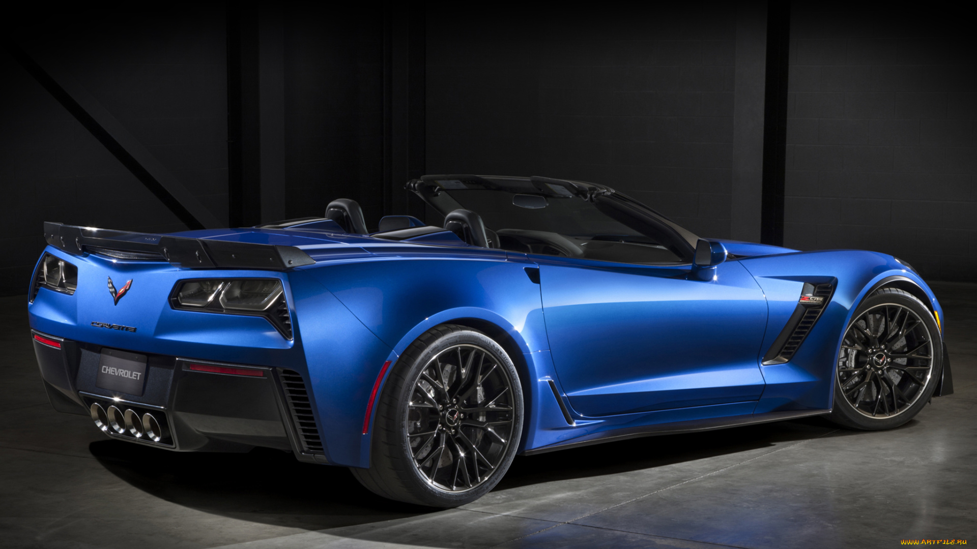 автомобили, corvette, z06, синий, с7, convertible, 2015г