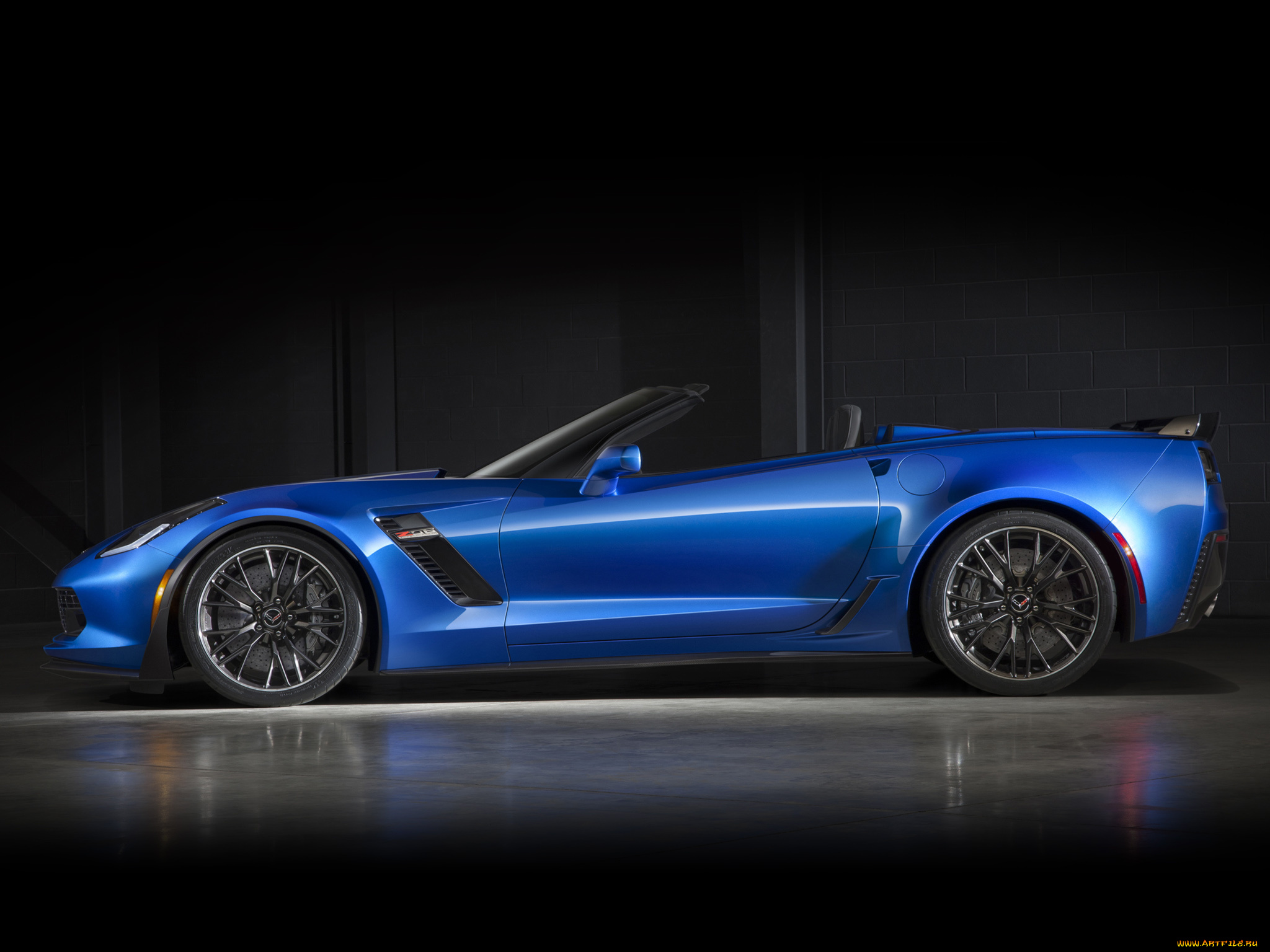 автомобили, corvette, convertible, z06, синий, с7, 2015г