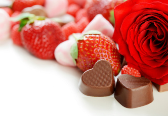Картинка еда разное клубника конфеты цветок роза ягоды