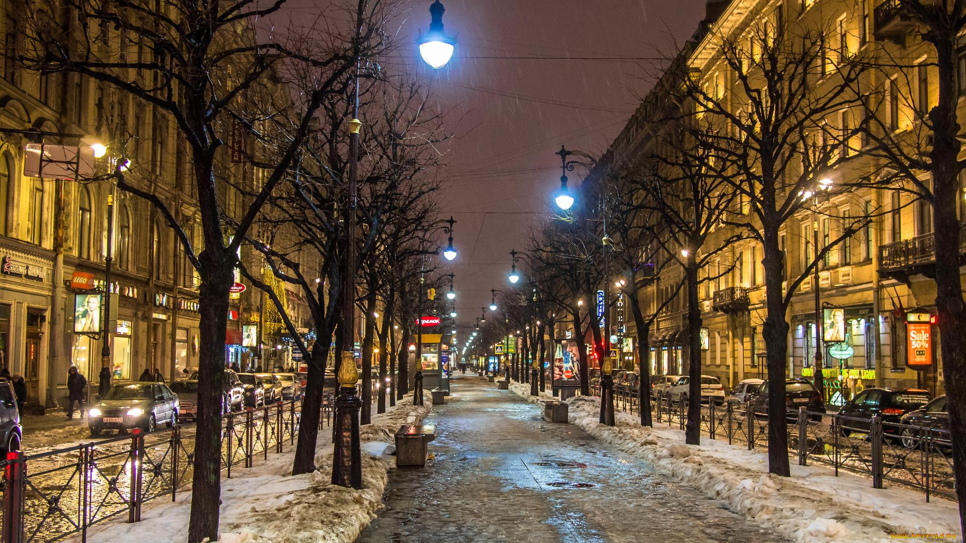 города, санкт-петербург, , петергоф, , россия, зимний, дождь, огни, большая, конюшенная