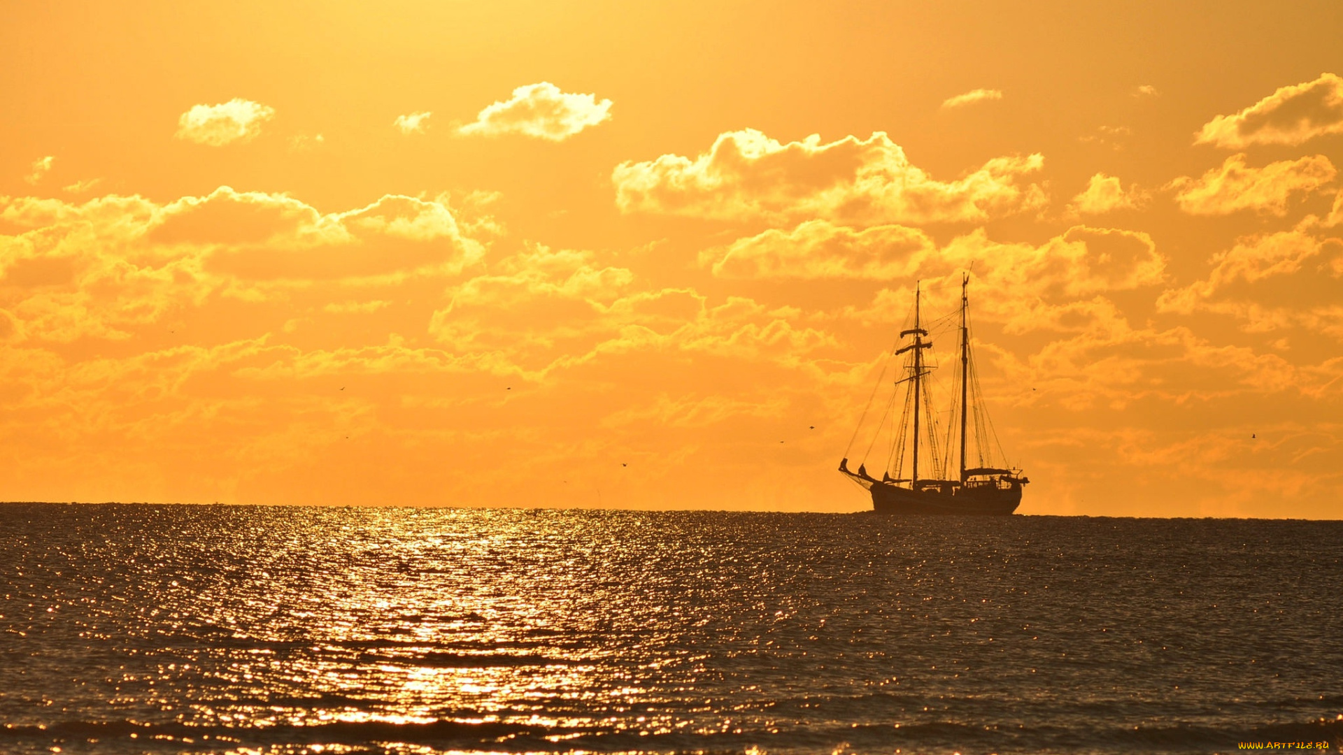 корабли, парусники, summer, sea, ship, horizon, sailing, seascape, ocean, sunny