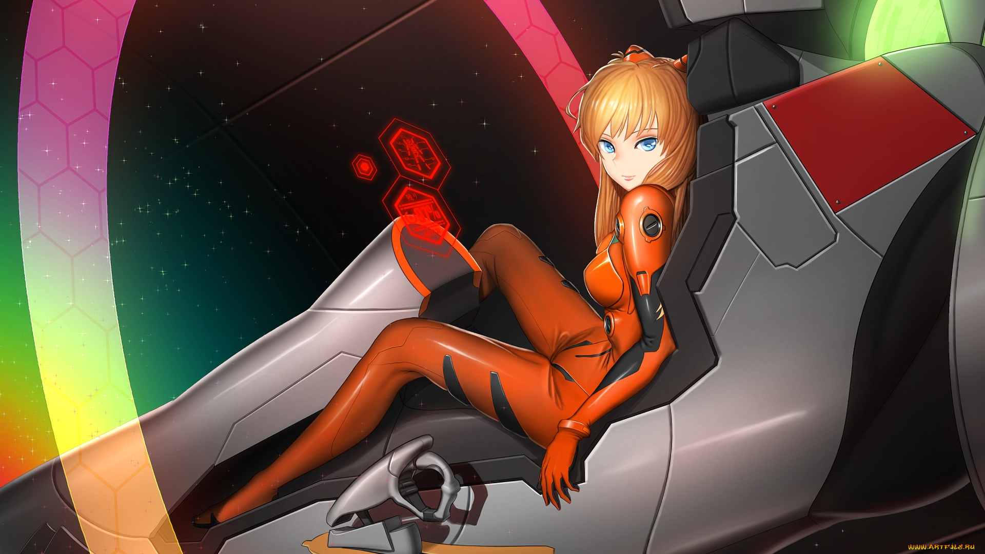 neon, genesis, evangelion, аниме, evangelion, девушка, взгляд, фон