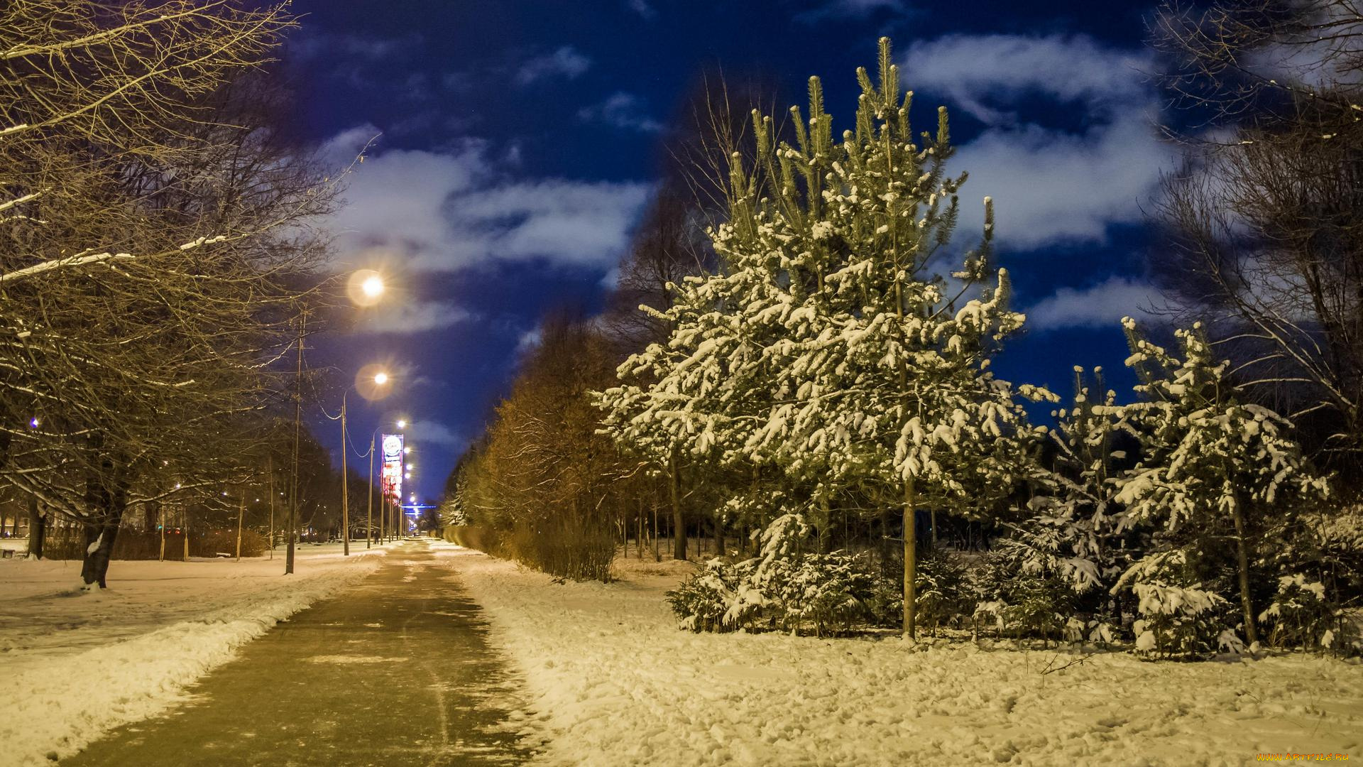 природа, парк, санкт-петербург, огни, города, авиаторов