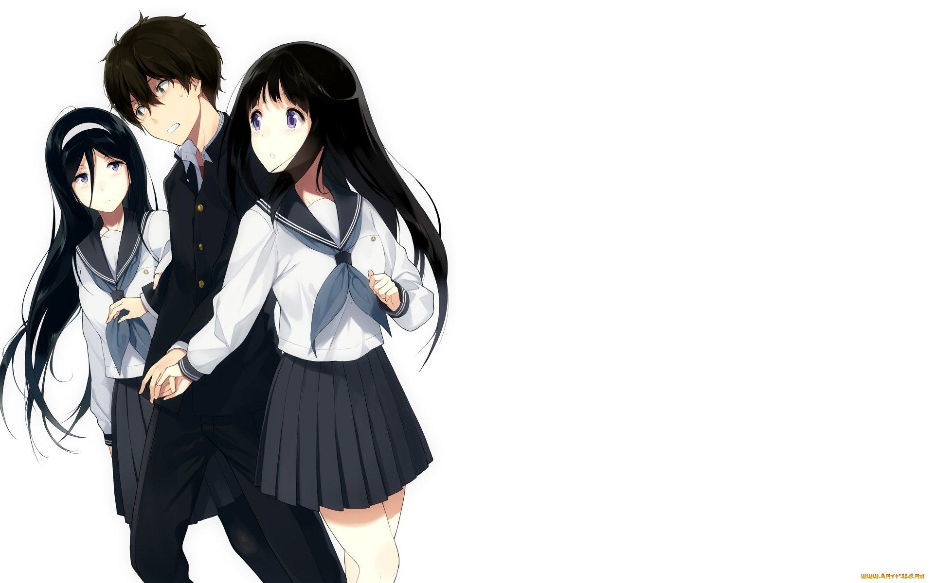 аниме, hyouka, фон, взгляд, девушка