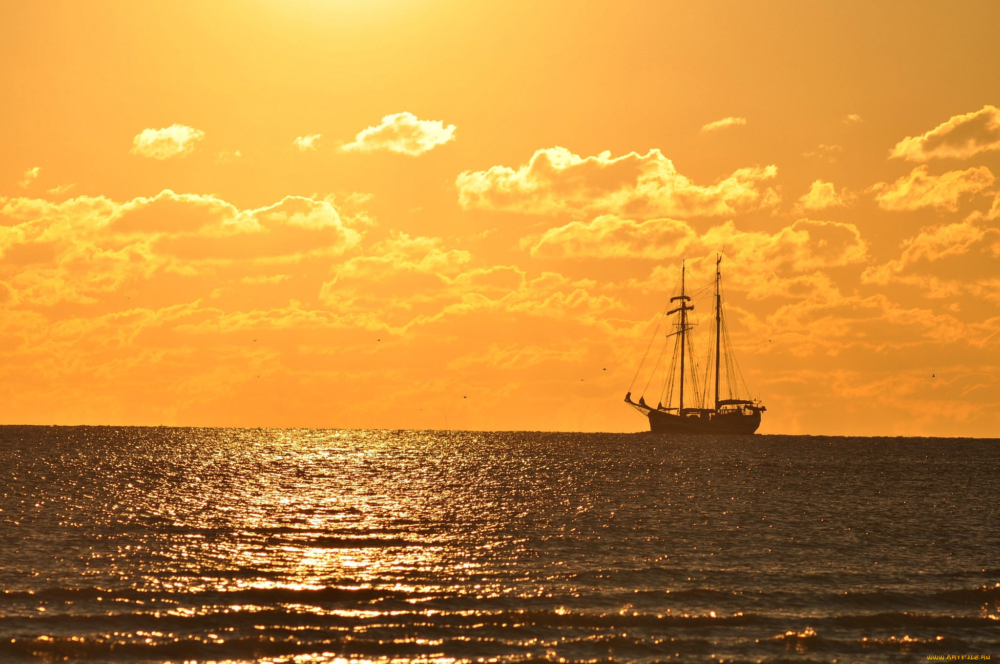 корабли, парусники, summer, sea, ship, horizon, sailing, seascape, ocean, sunny