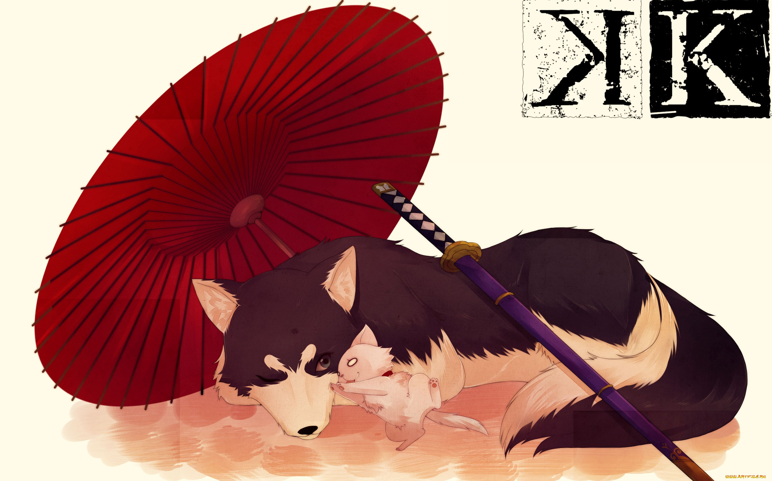аниме, k, project, собаки, зонт
