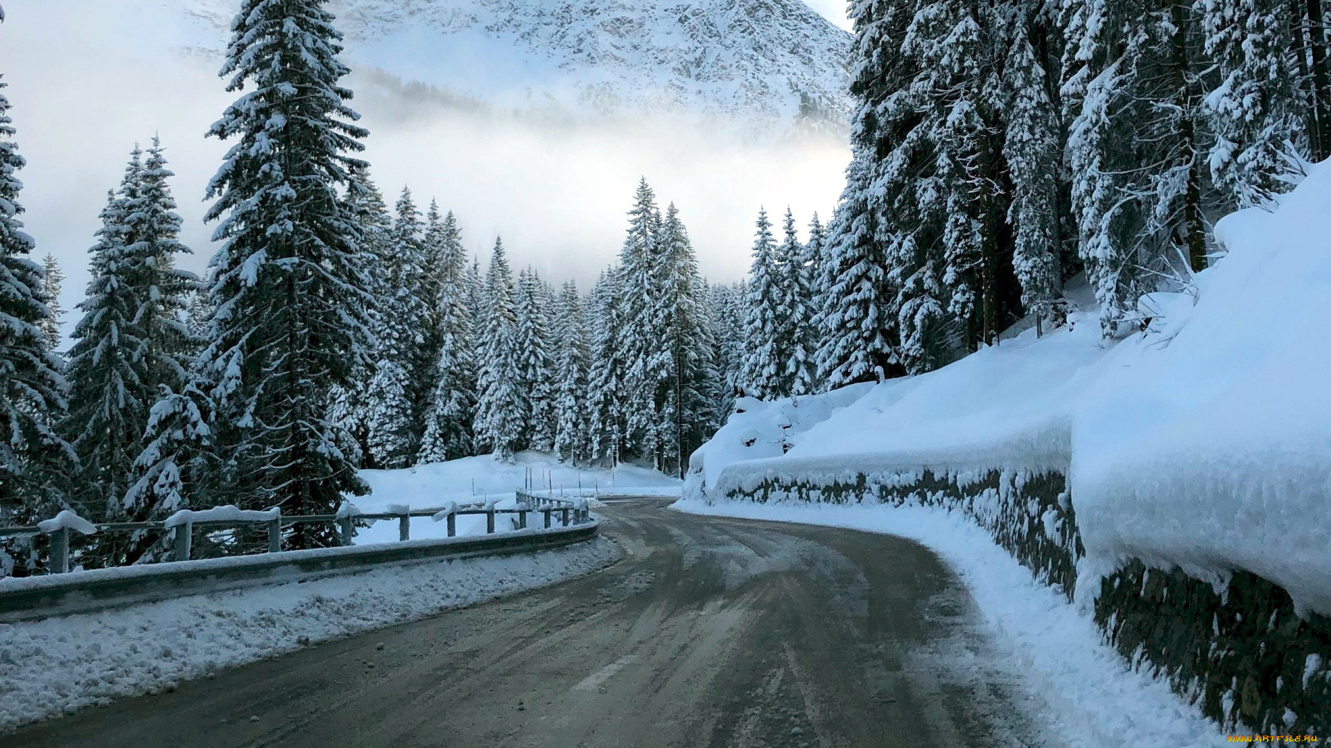 природа, дороги, шоссе, снег, зима