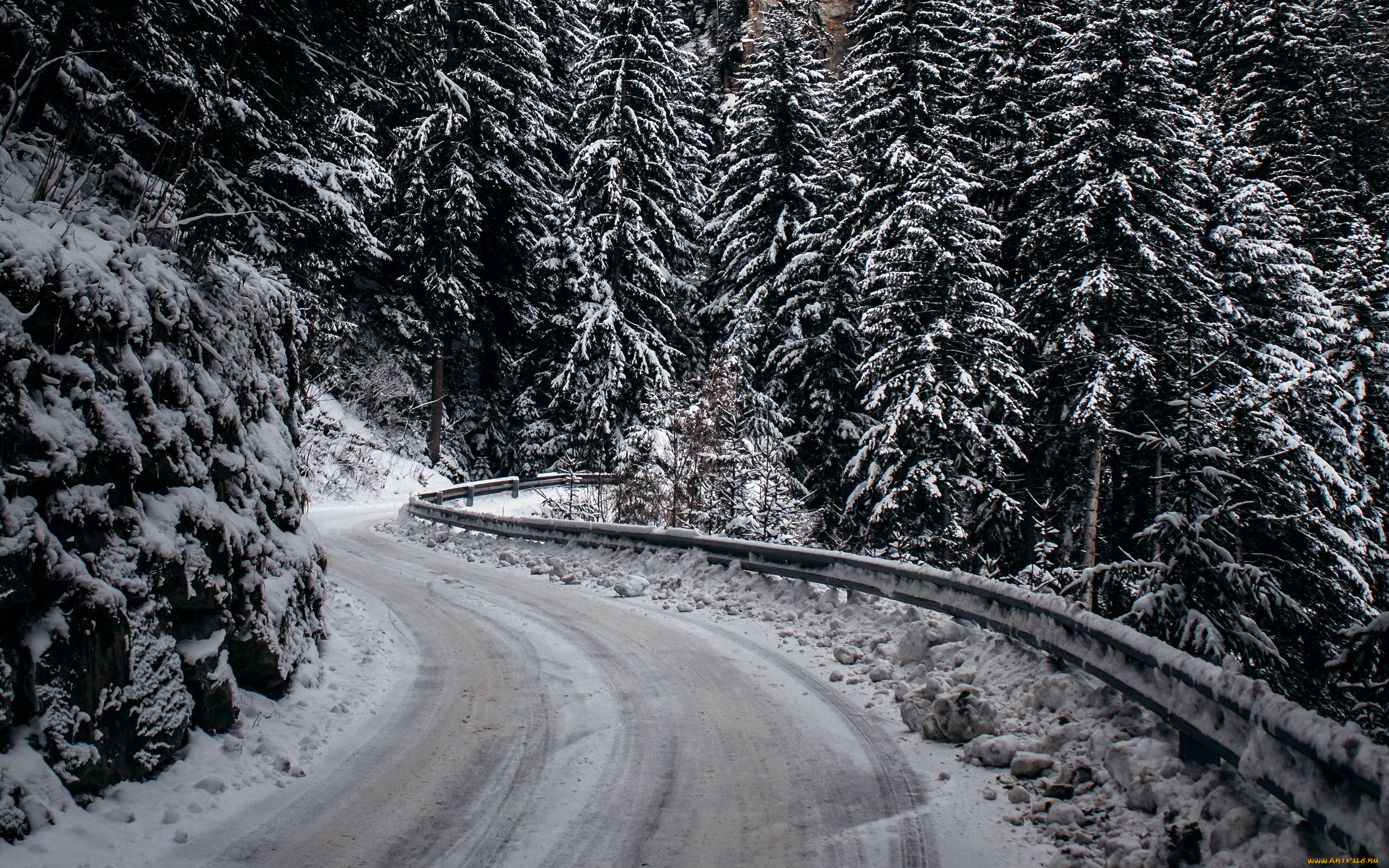 природа, дороги, снег, зима, шоссе