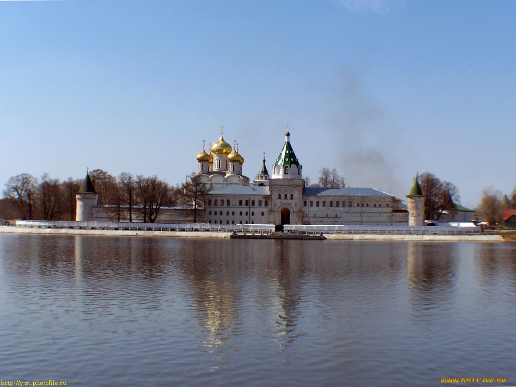 кострома, вид, на, ипатиевский, монастырь, города, православные, церкви, монастыри