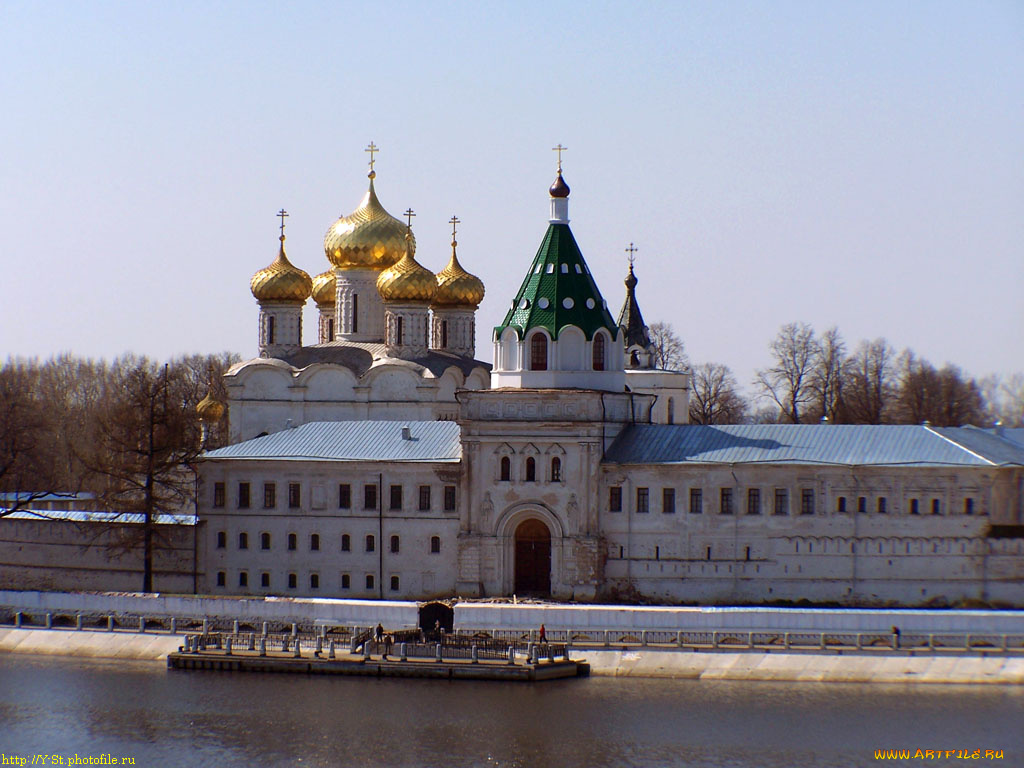 кострома, вид, на, ипатиевский, монастырь, города, православные, церкви, монастыри