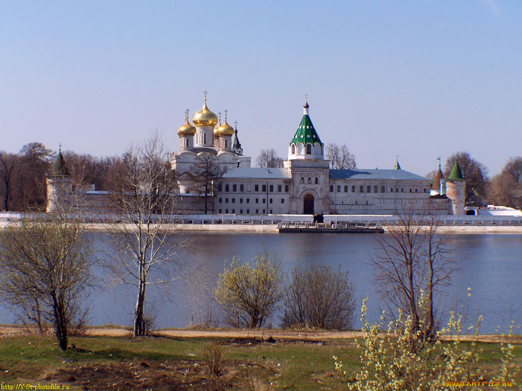 кострома, вид, на, ипатиевский, монастырь, города, православные, церкви, монастыри