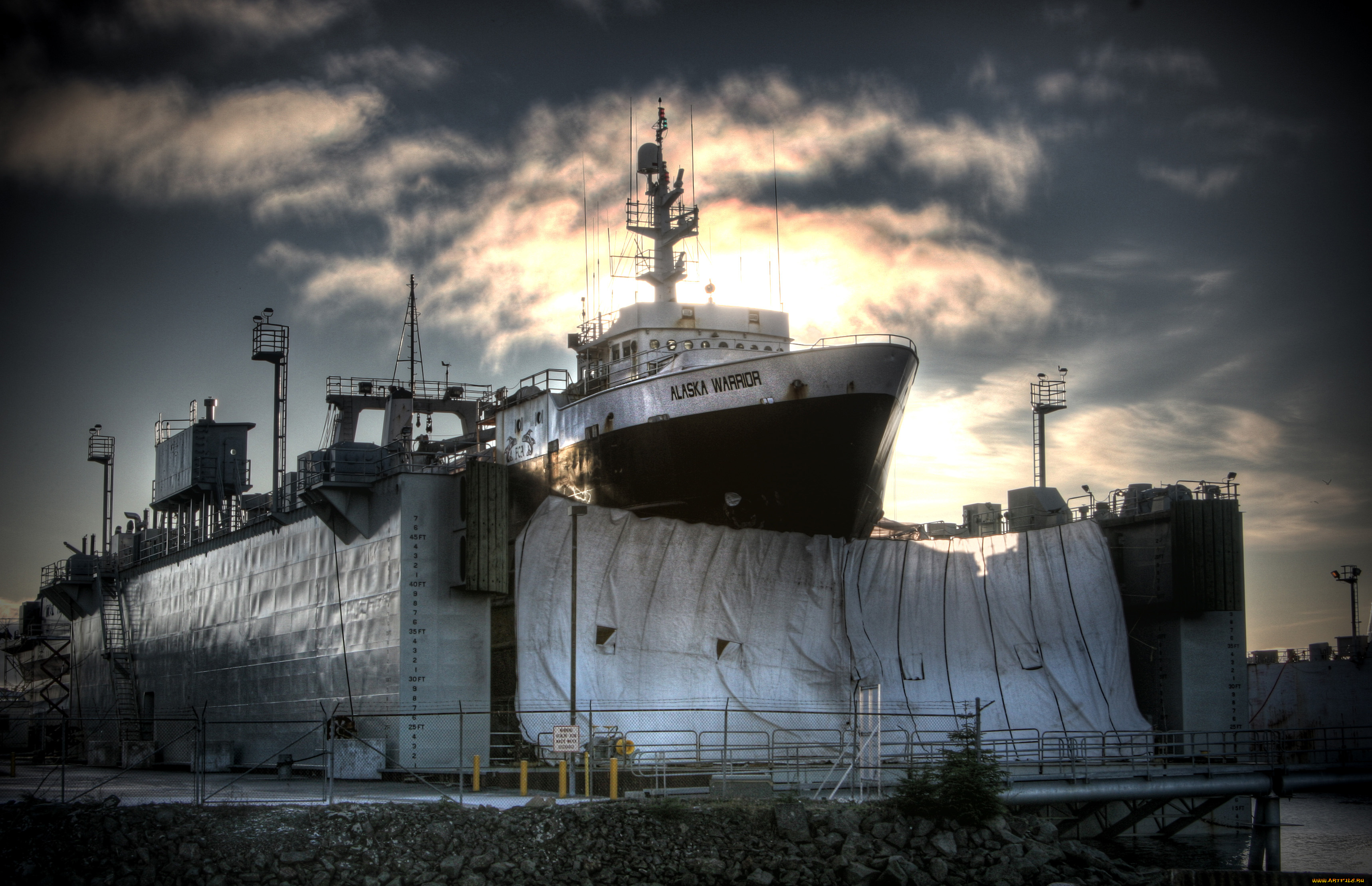 alaska, warrior, in, drydock, корабли, порты, причалы