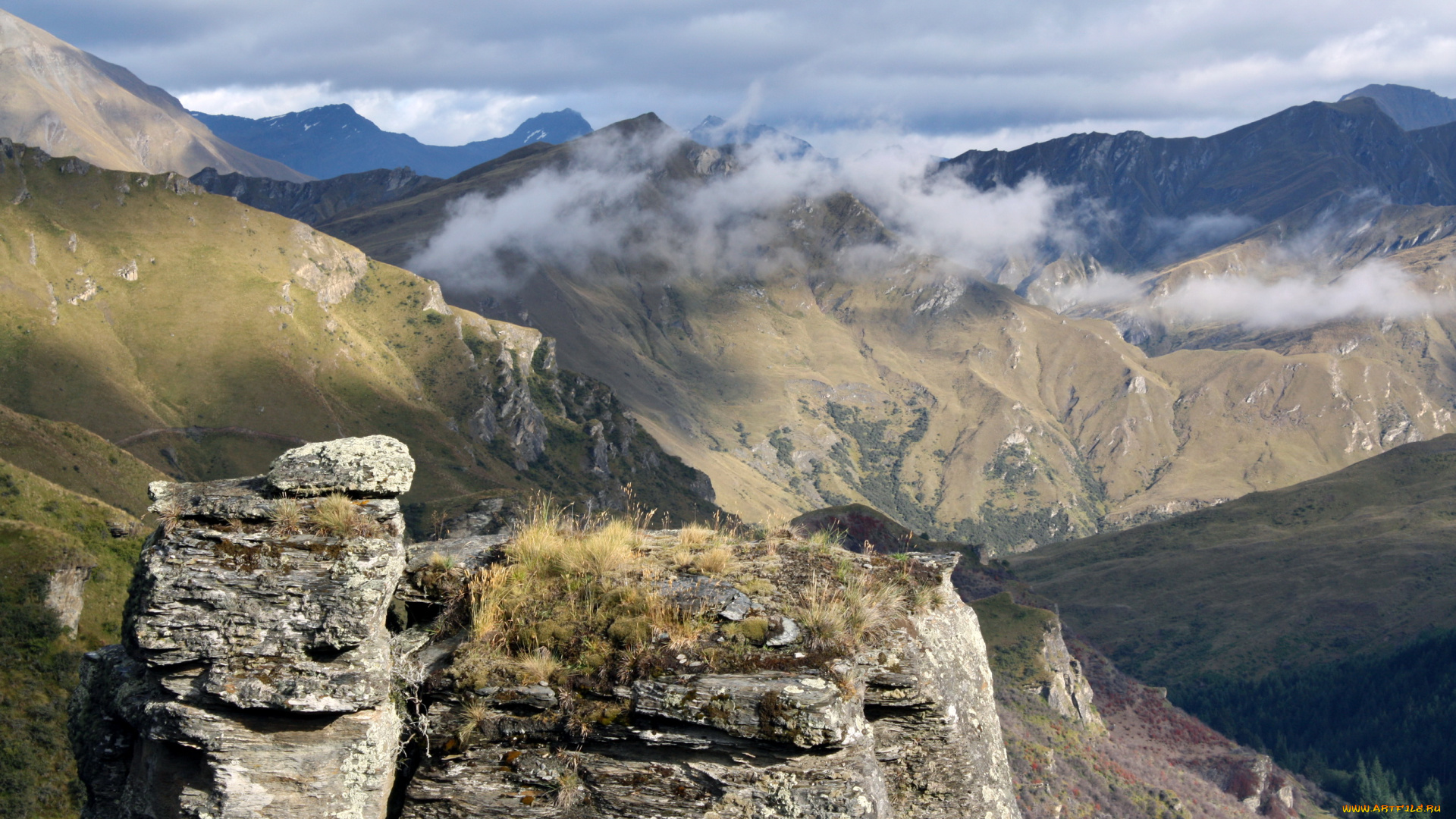 природа, горы, skippers, canyon, near, queenstown, new, zealand