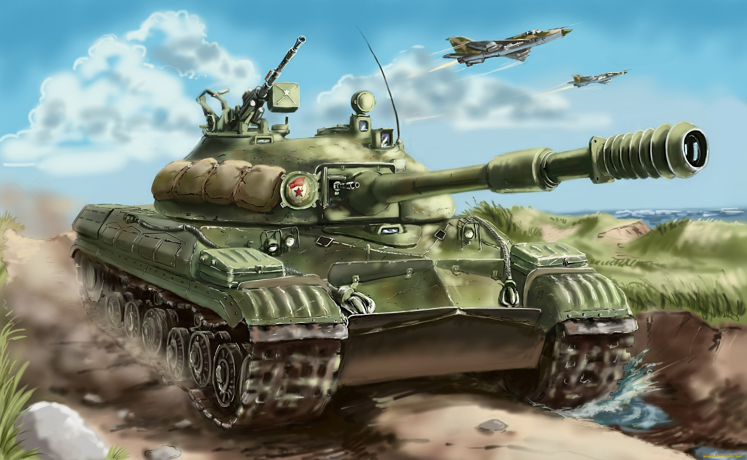 рисованные, армия, истребители, танк, самолёты, t-10m