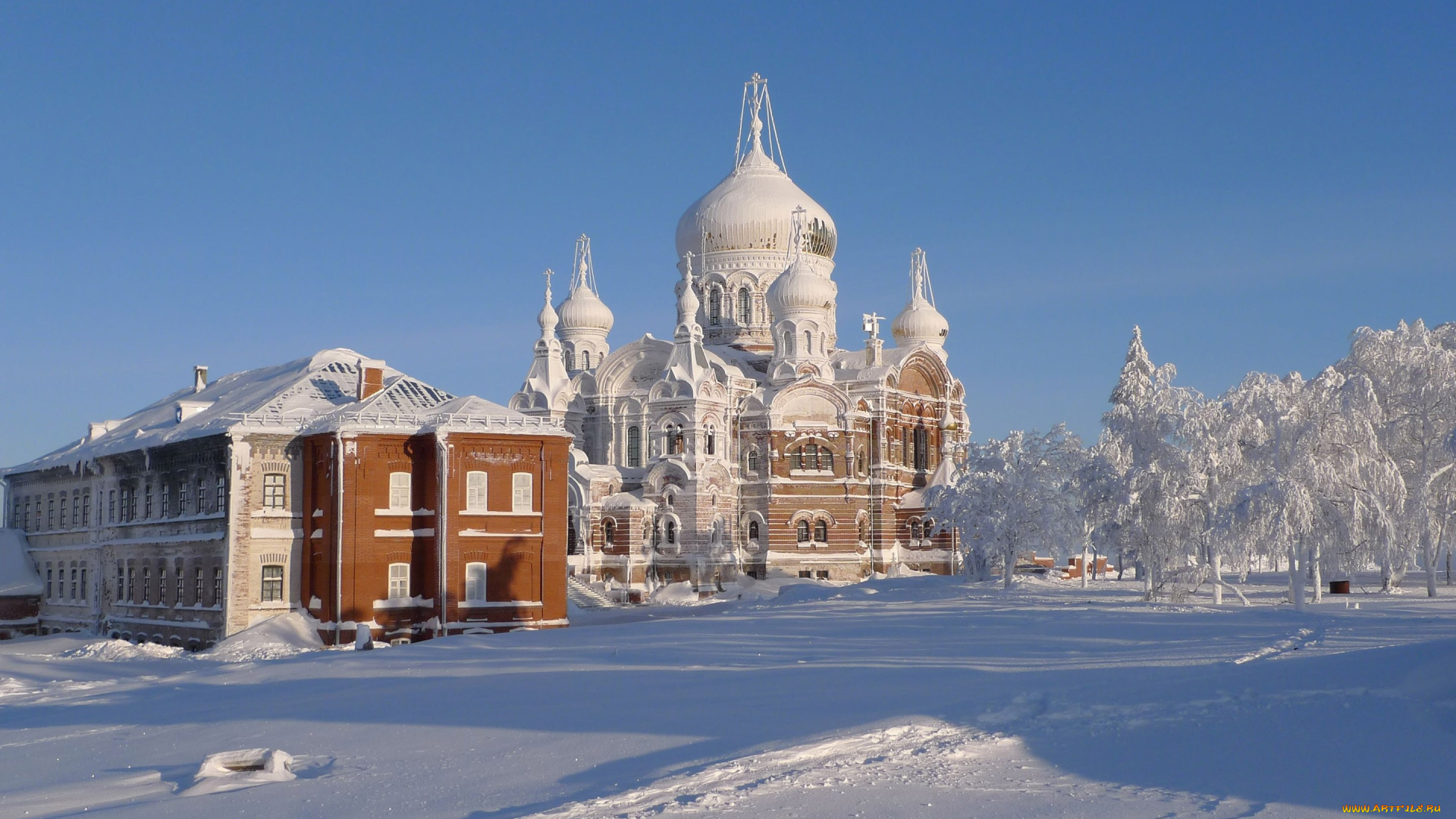 города, -, православные, церкви, , монастыри, деревья, снег, церковь