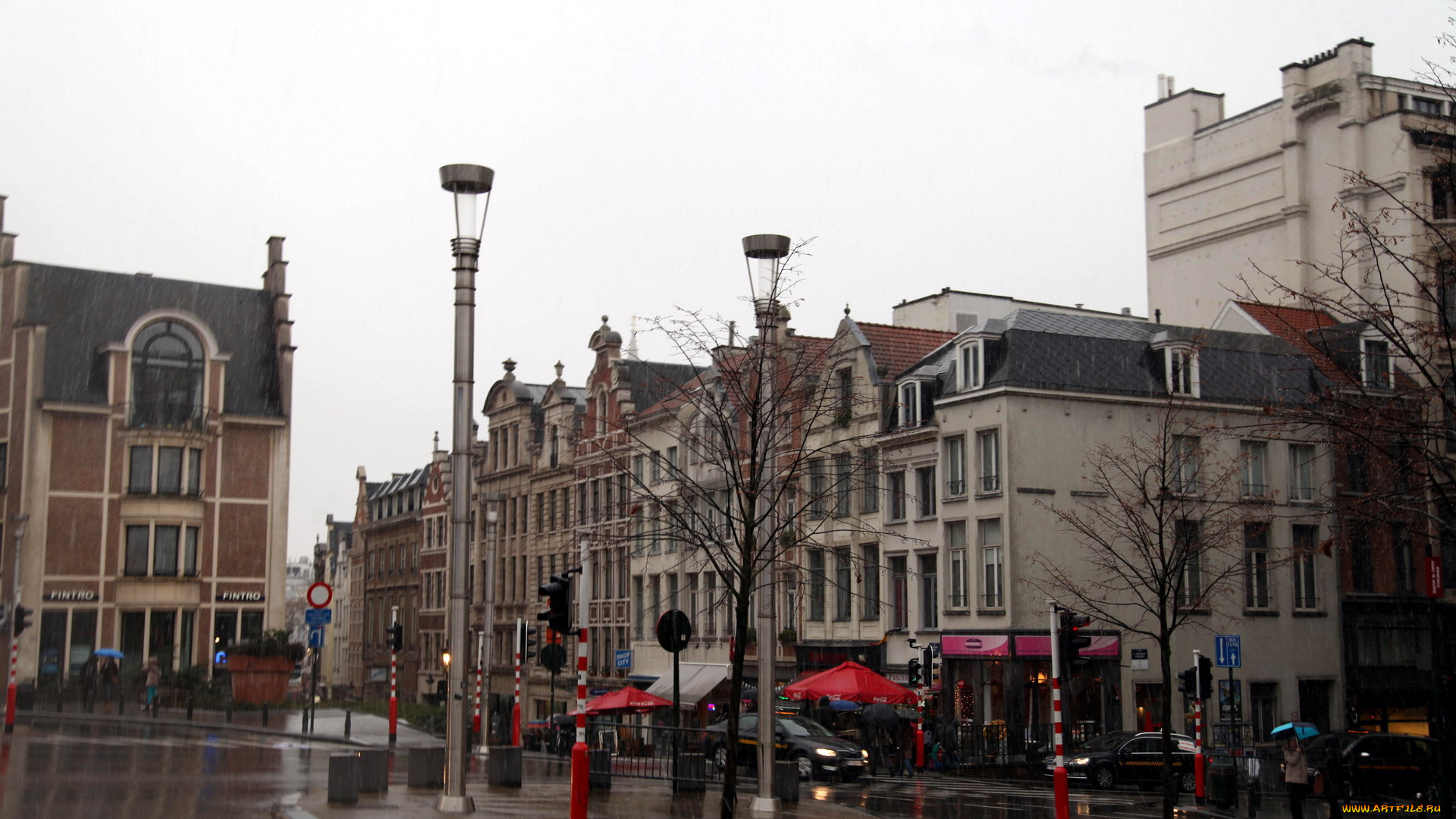 города, брюссель, , бельгия, дождь