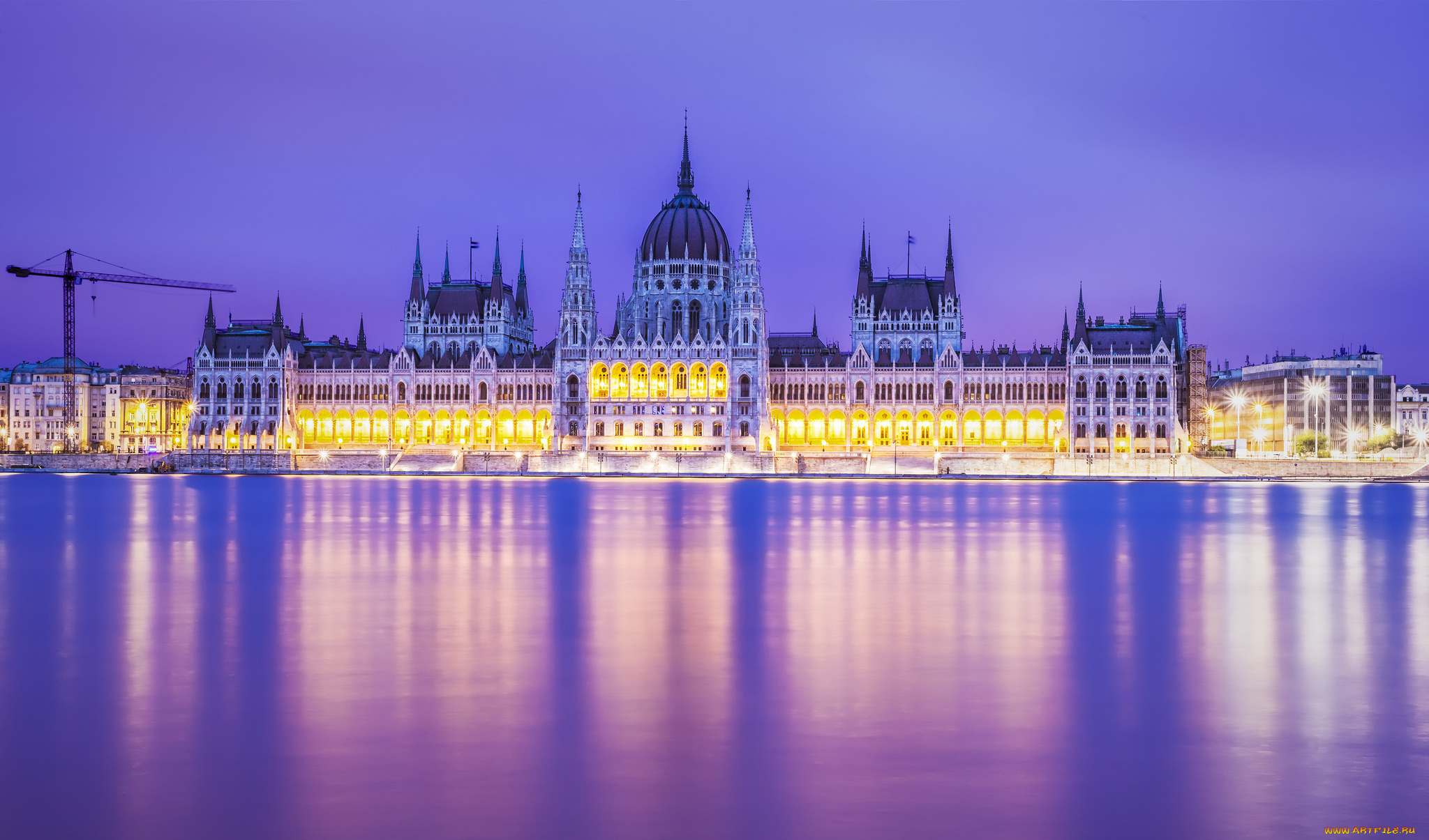 города, будапешт, , венгрия, здание, парламента, река