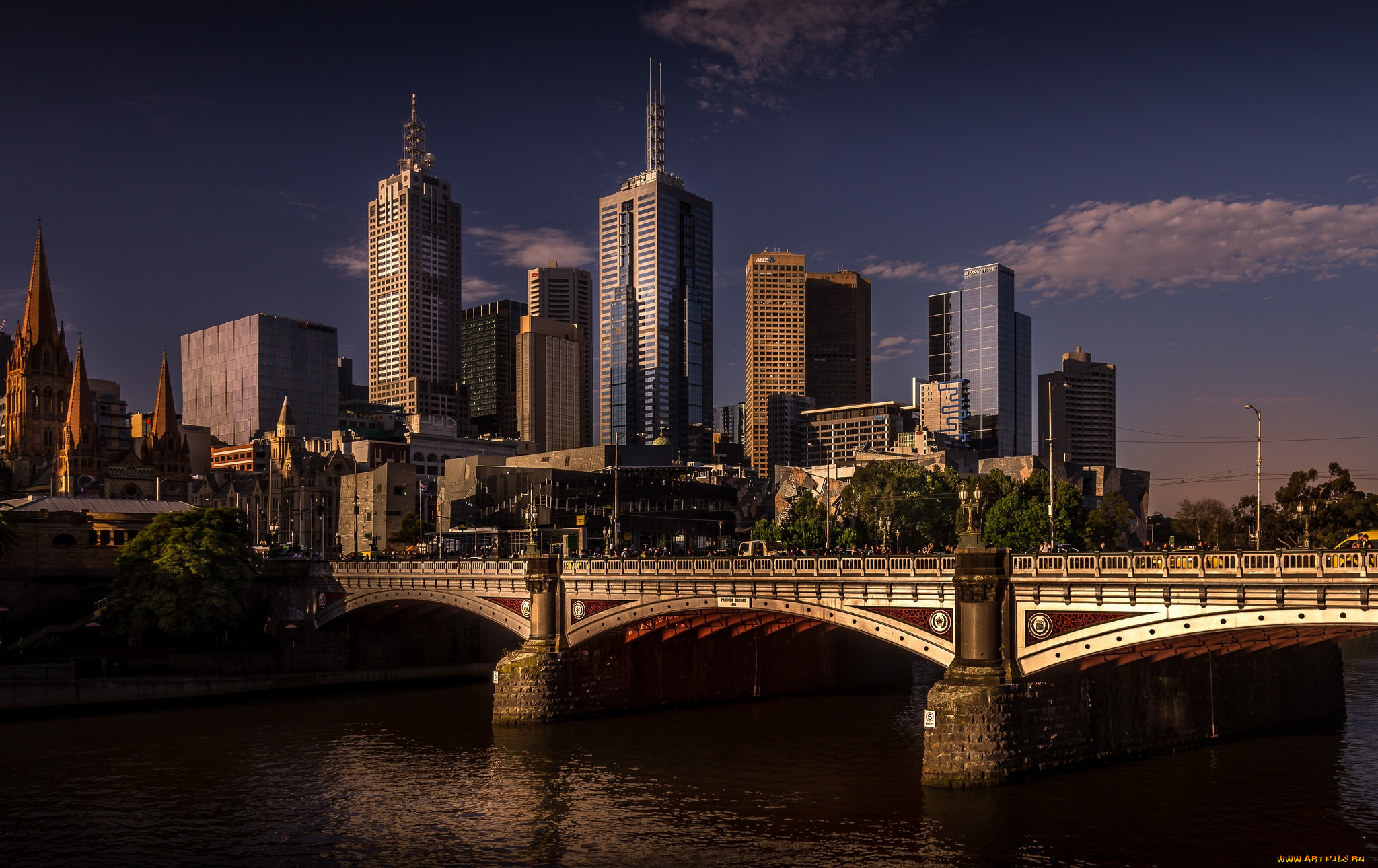 swanston, st, bridge, города, мельбурн, , австралия, высотки