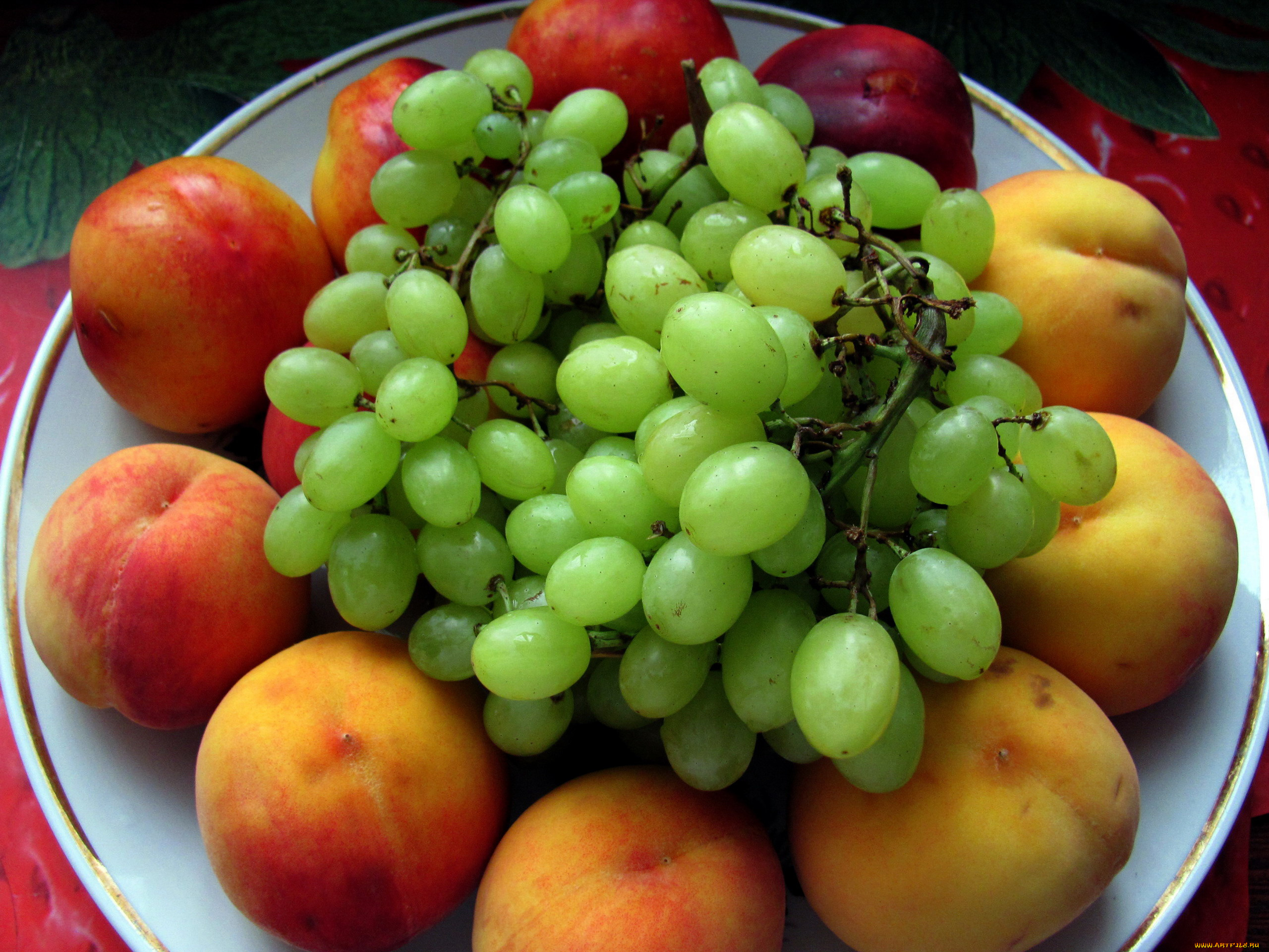 еда, фрукты, , ягоды, персики, виноград, нектарины