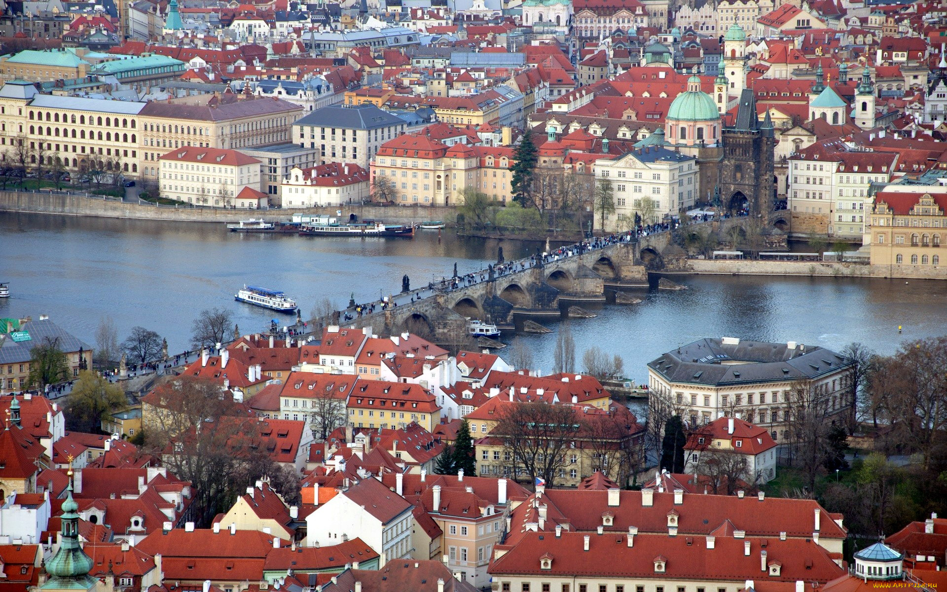 города, прага, , Чехия, панорама