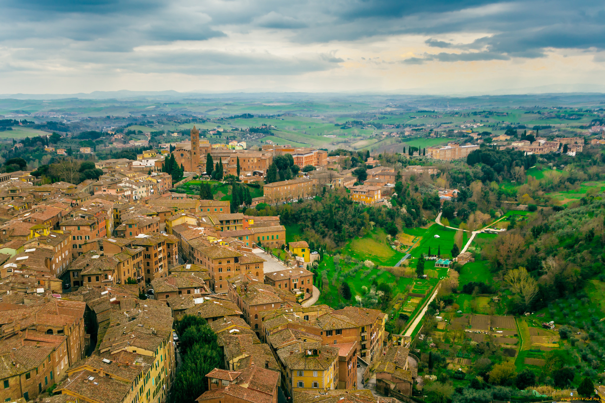 siena, города, -, панорамы, простор