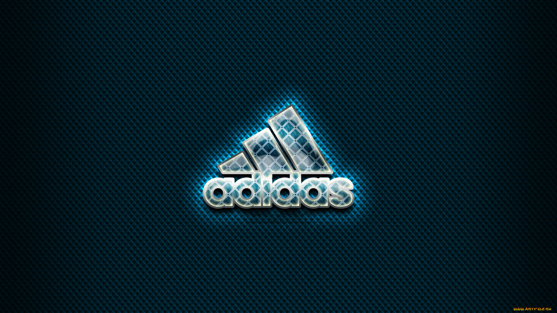 adidas, бренды, логотип, иллюстрации, синий, фон, креатив, из, стекла