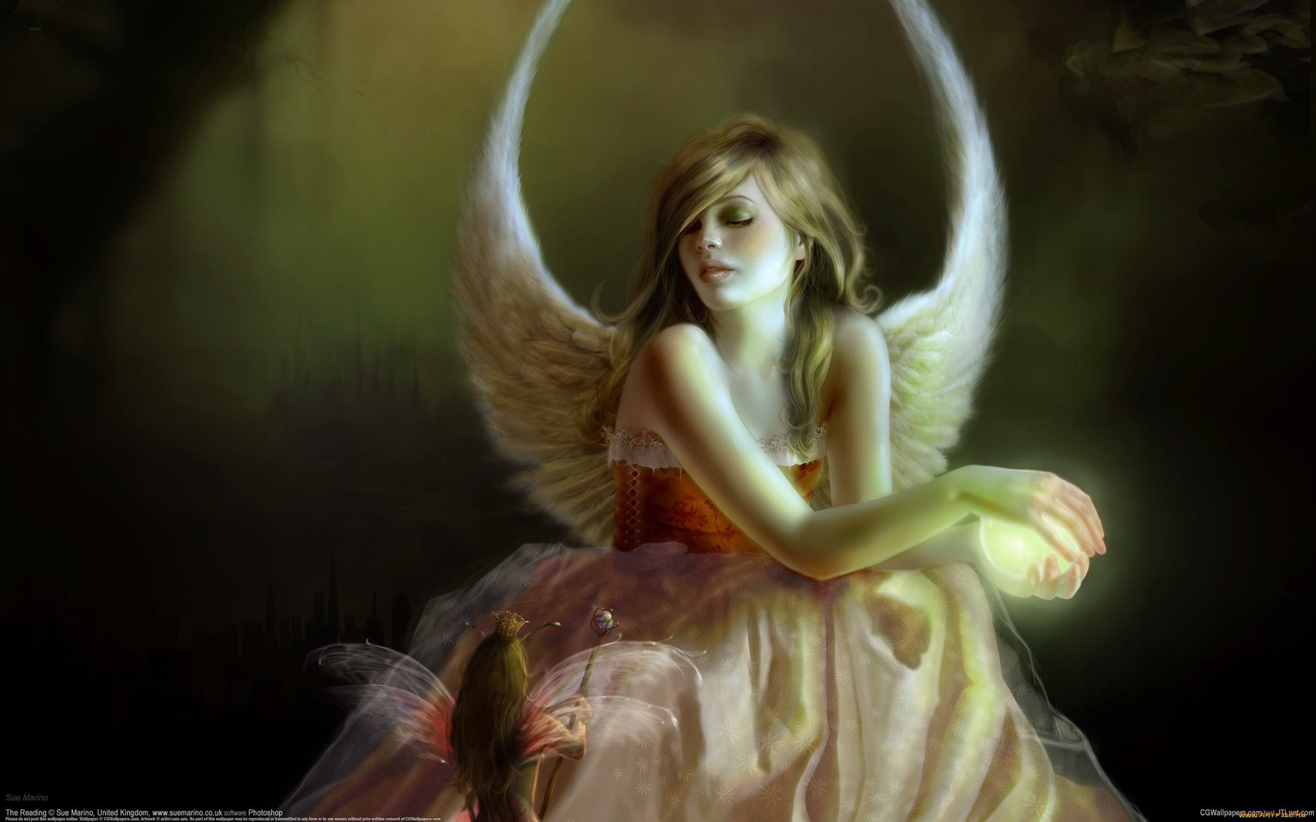 sue, marino, the, reading, фэнтези, ангелы, девушка, крылья, магия, эльф, ангел