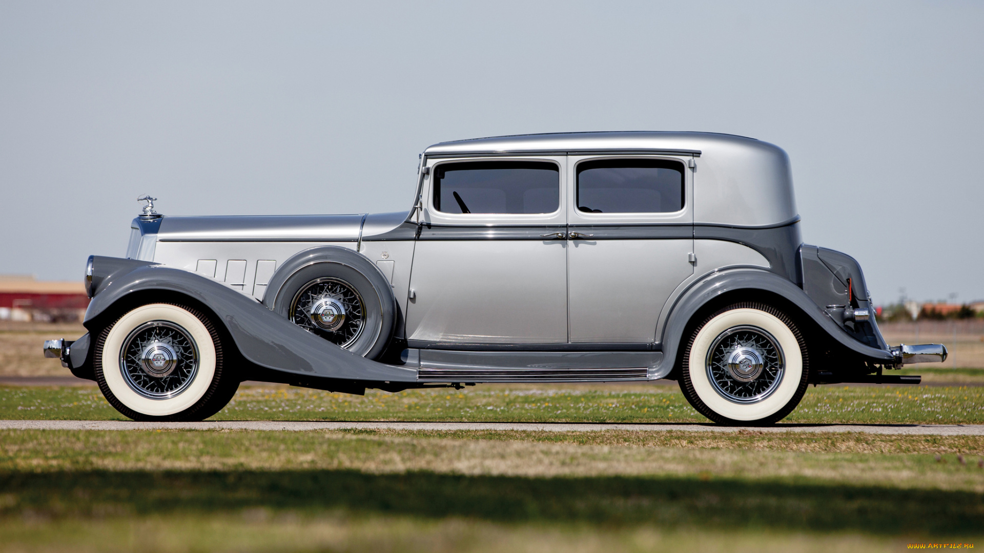 автомобили, классика, 1933г, pierce-arrow, model, 836, club, sedan, серый