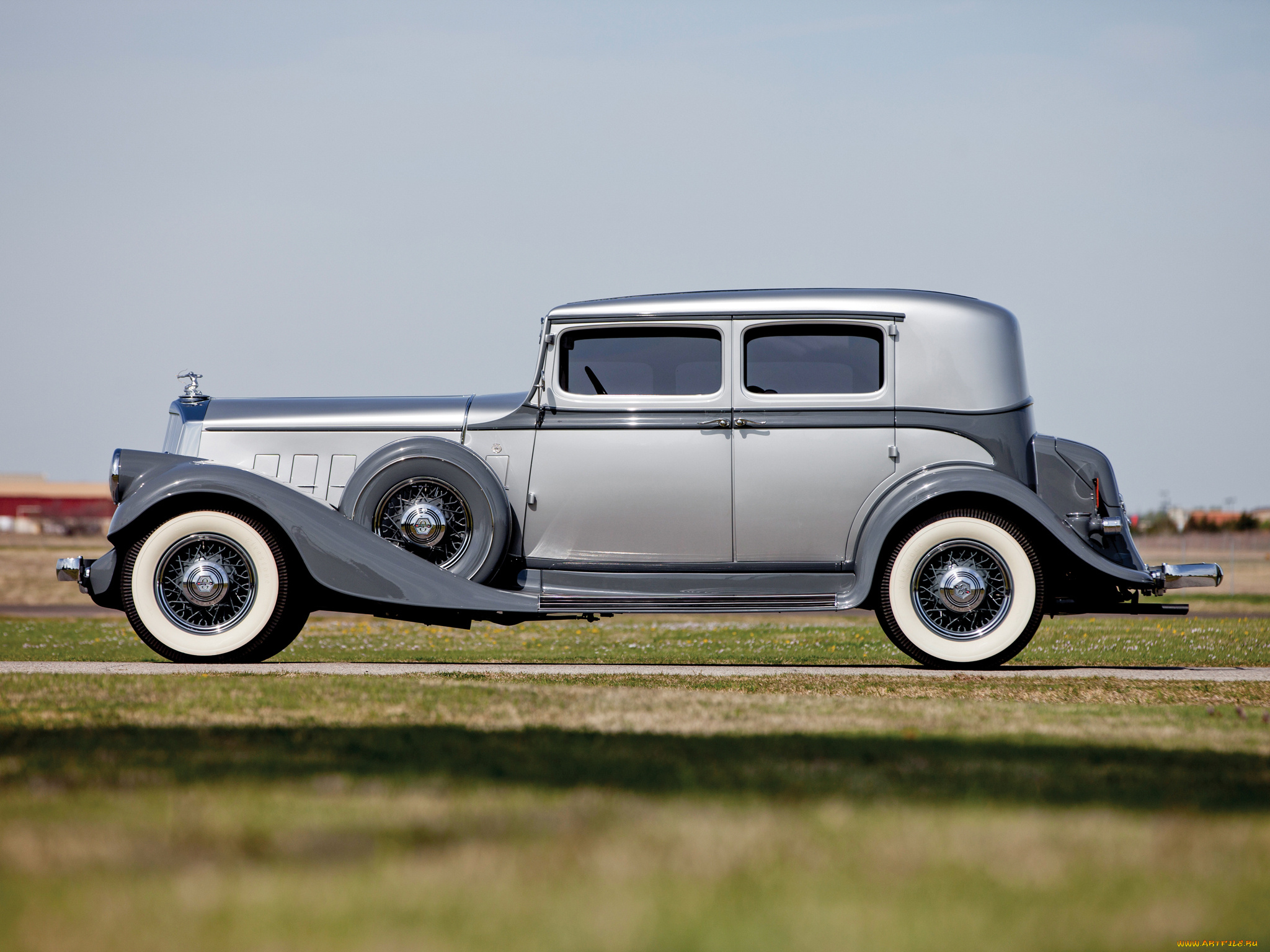 автомобили, классика, 1933г, pierce-arrow, model, 836, club, sedan, серый