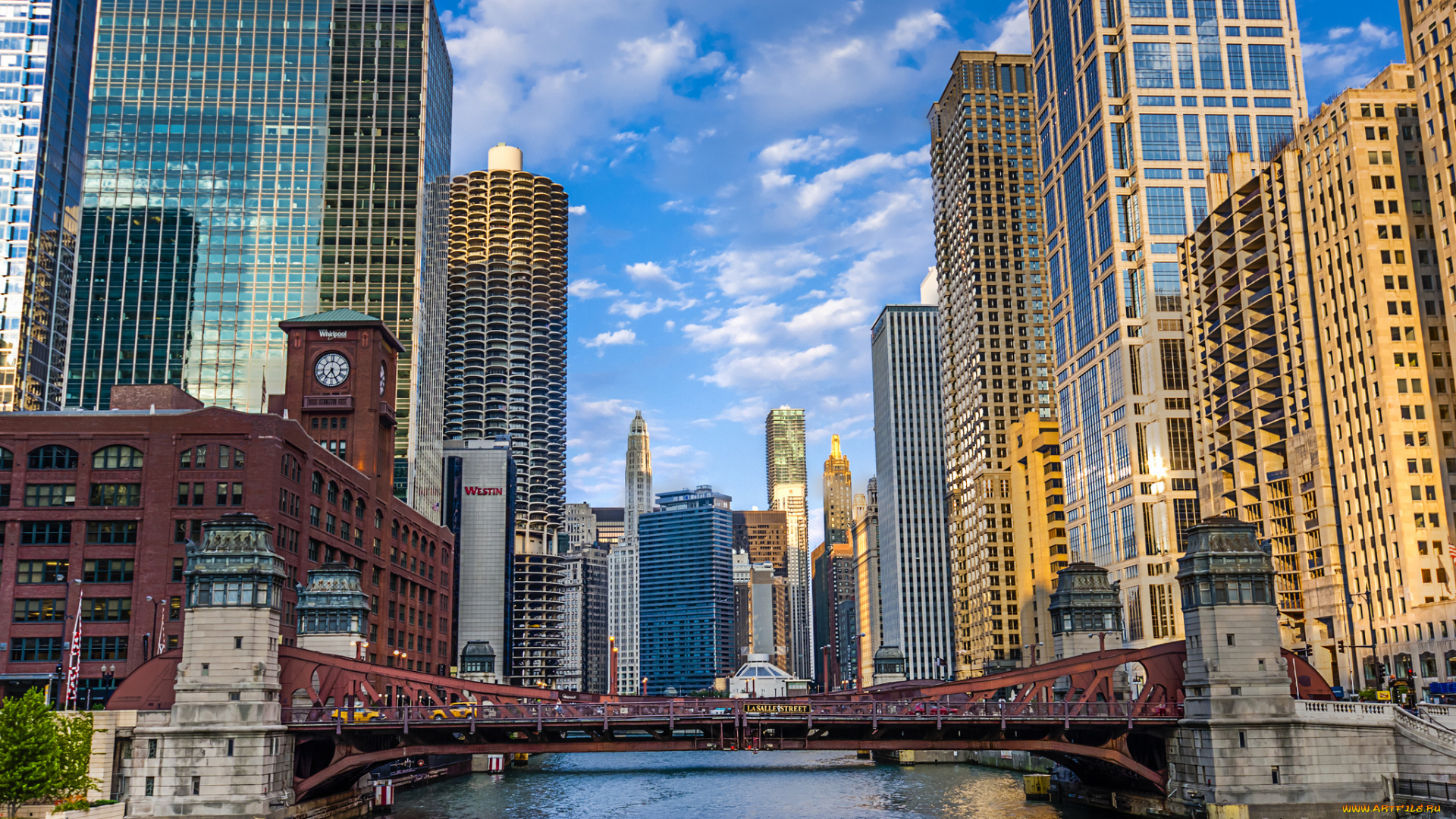 chicago, river, corridor, города, Чикаго, , сша, здания, мост, река