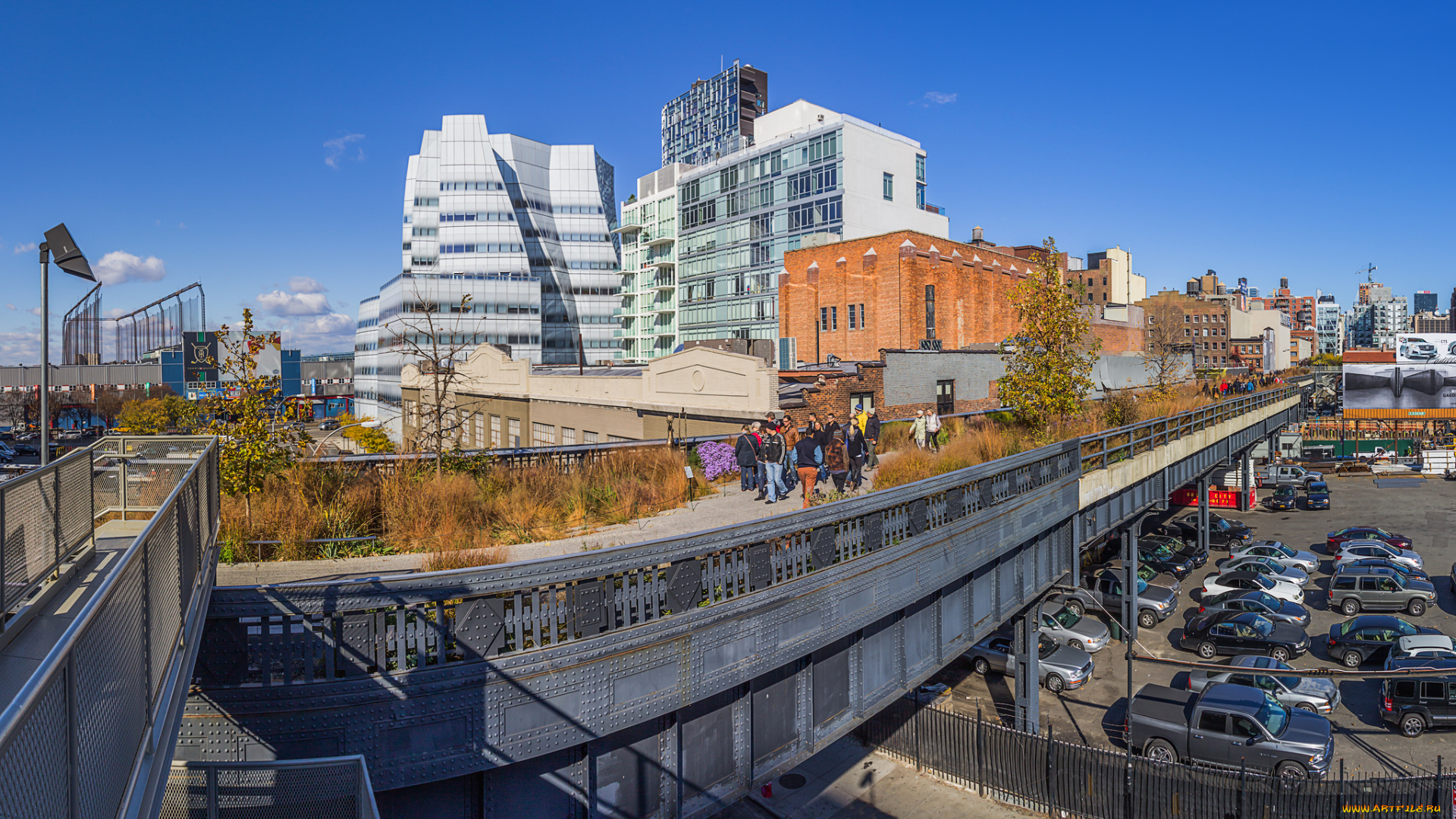 high, line, города, Чикаго, , сша, здания, шоссе, мост