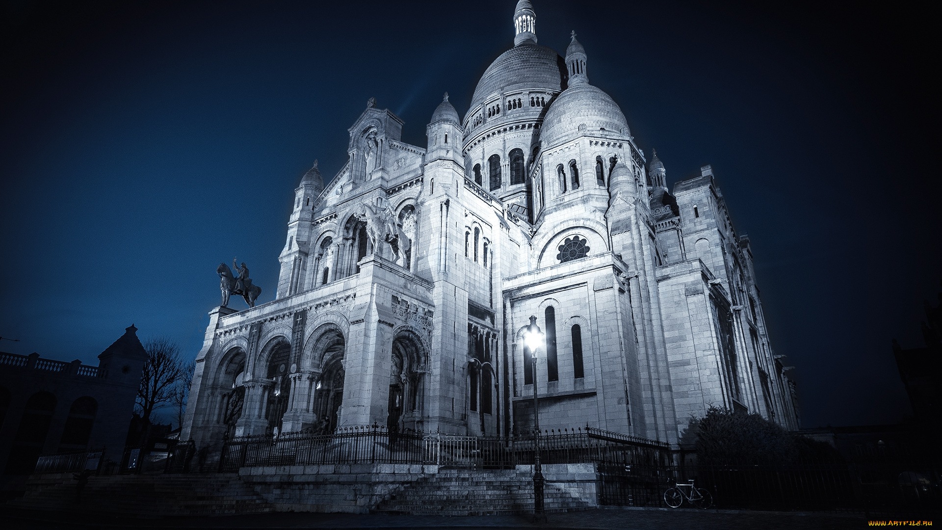 sacre, coeur, , paris, города, париж, , франция, собор, ночь