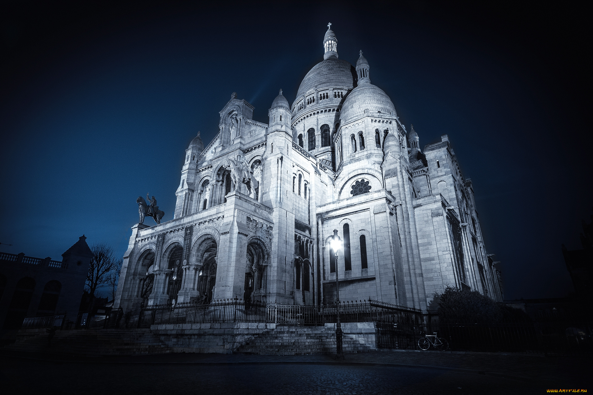 sacre, coeur, , paris, города, париж, , франция, собор, ночь