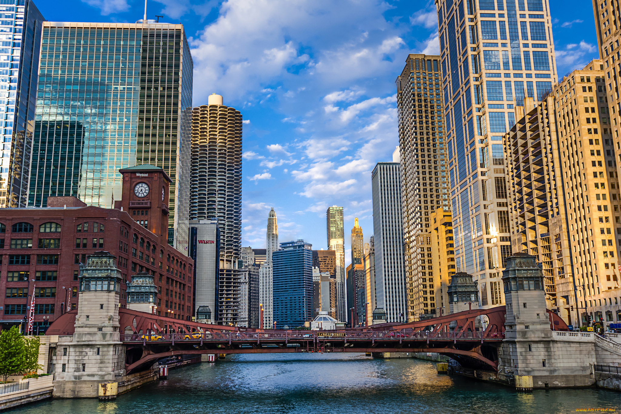 chicago, river, corridor, города, Чикаго, , сша, здания, мост, река