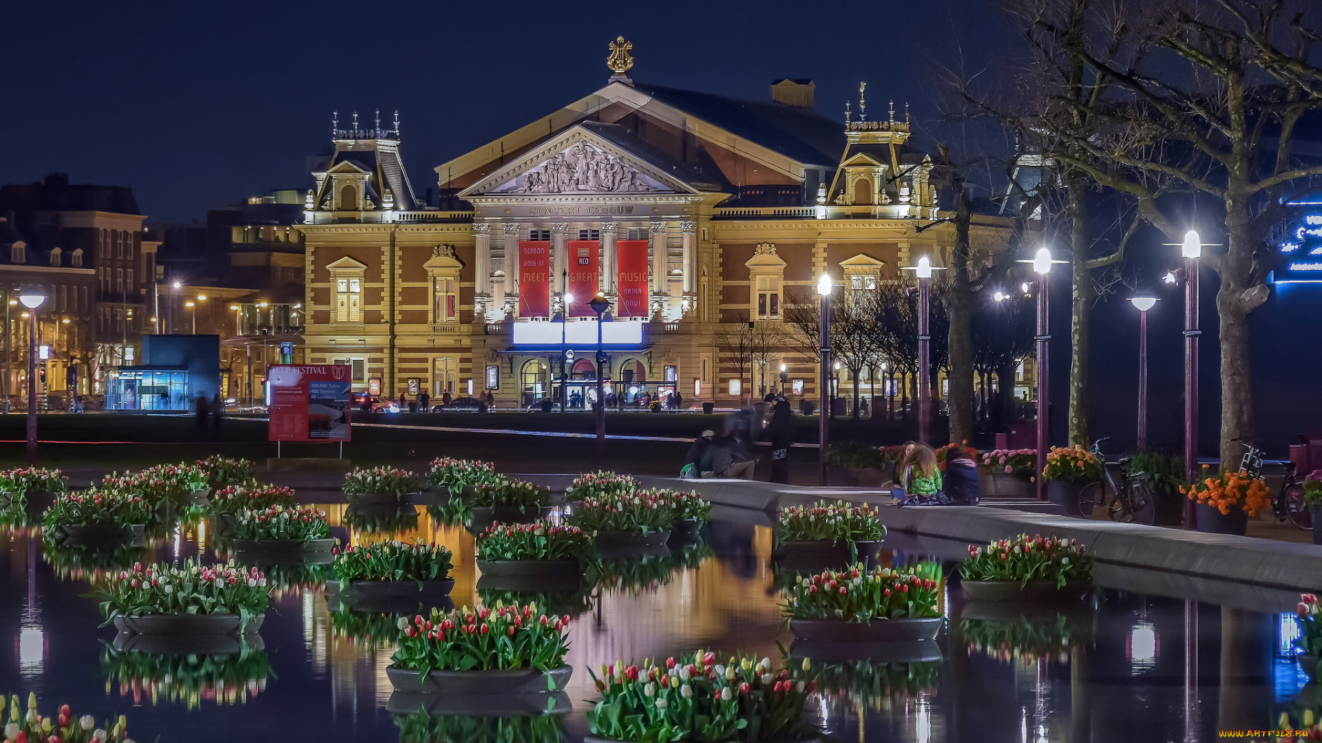 amsterdam, города, амстердам, , нидерланды, свет, ночь, вода