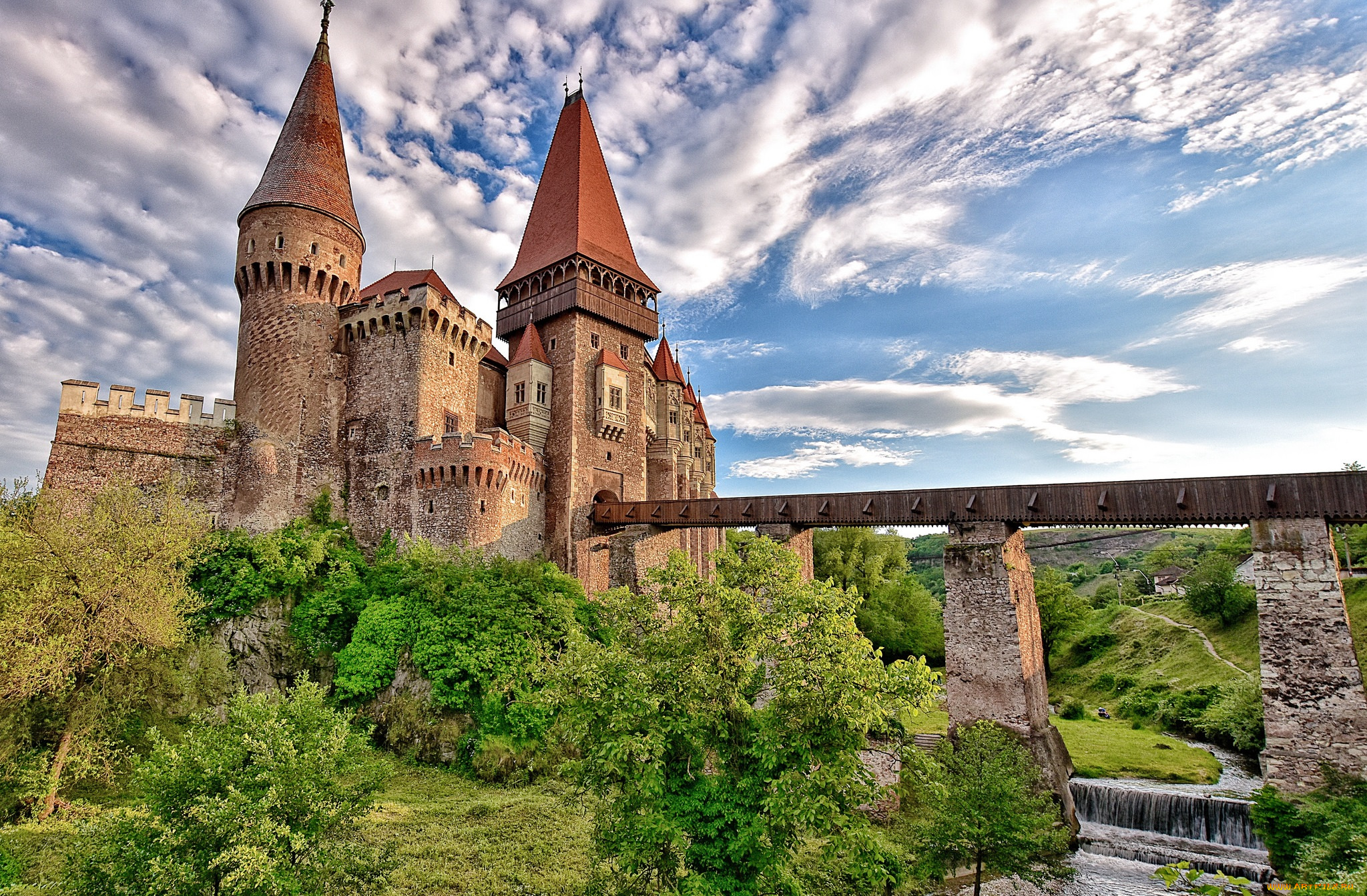 corvin, castle, города, -, дворцы, , замки, , крепости, мост, замок