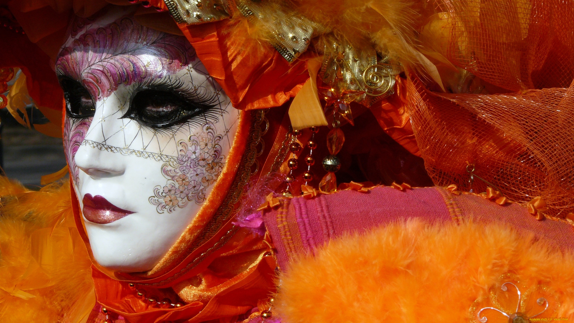 разное, маски, карнавальные, костюмы, карнавал, венеция, оранжевый