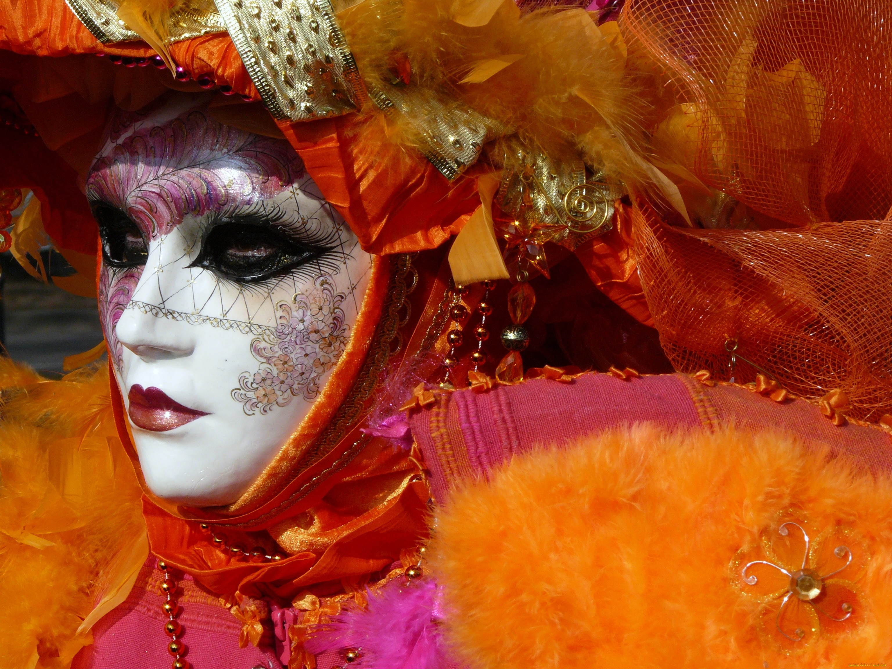 разное, маски, карнавальные, костюмы, карнавал, венеция, оранжевый