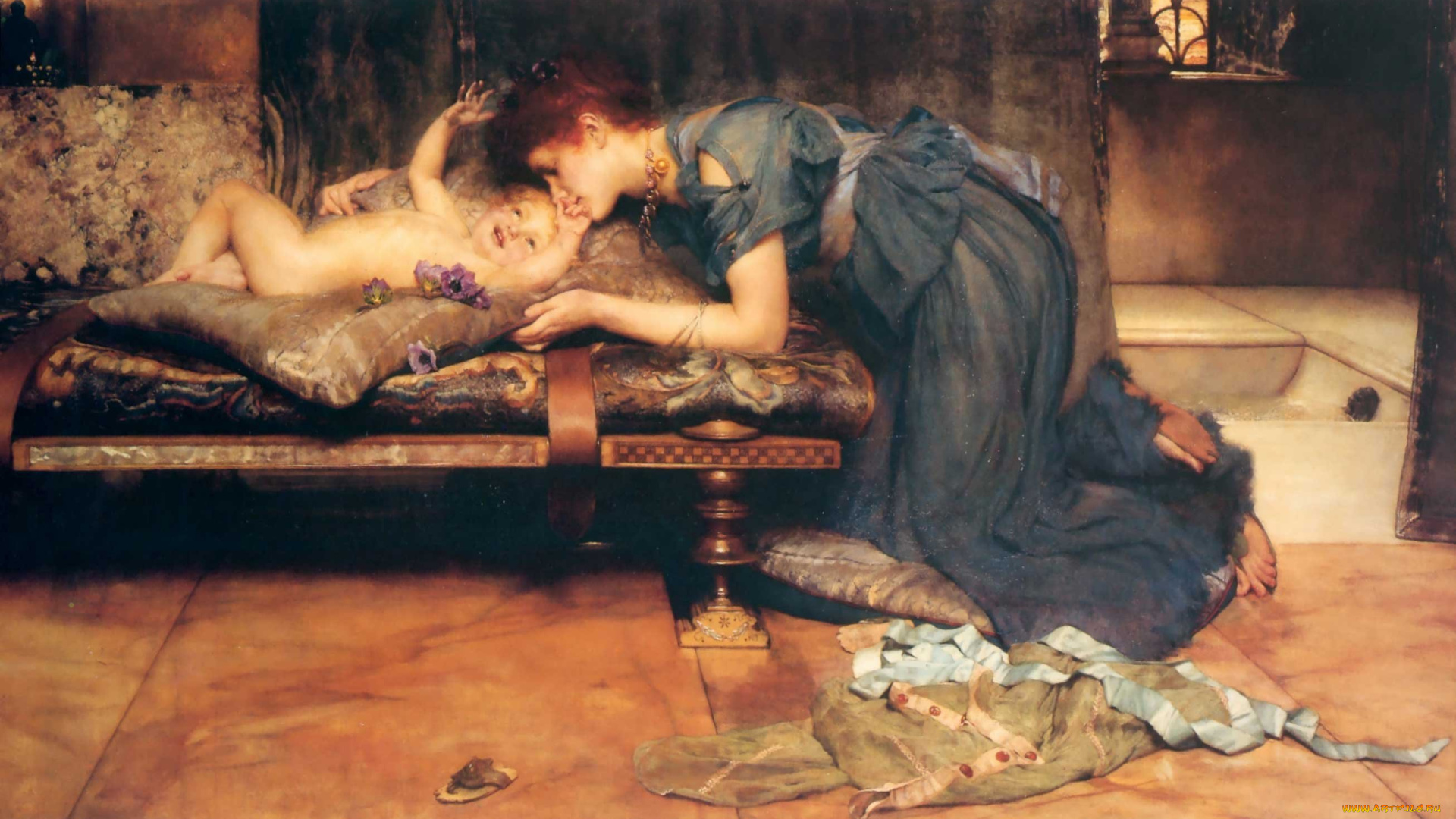 lawrence, alma, tadema, an, earthly, paradise, рисованные, мать, дитя