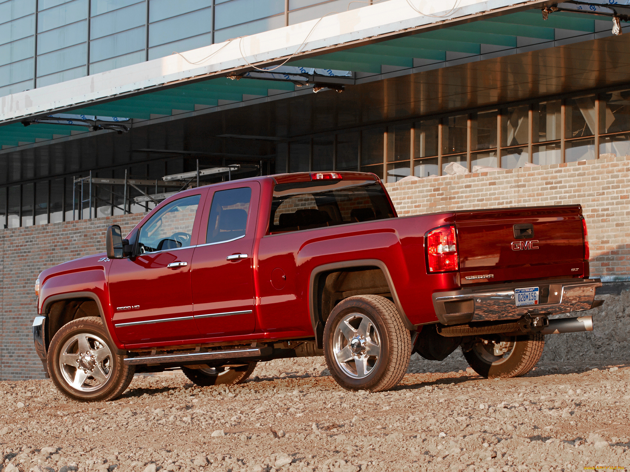 автомобили, gm-gmc, double, slt, 2500, hd, gmc, sierra, 2015г, красный, cab