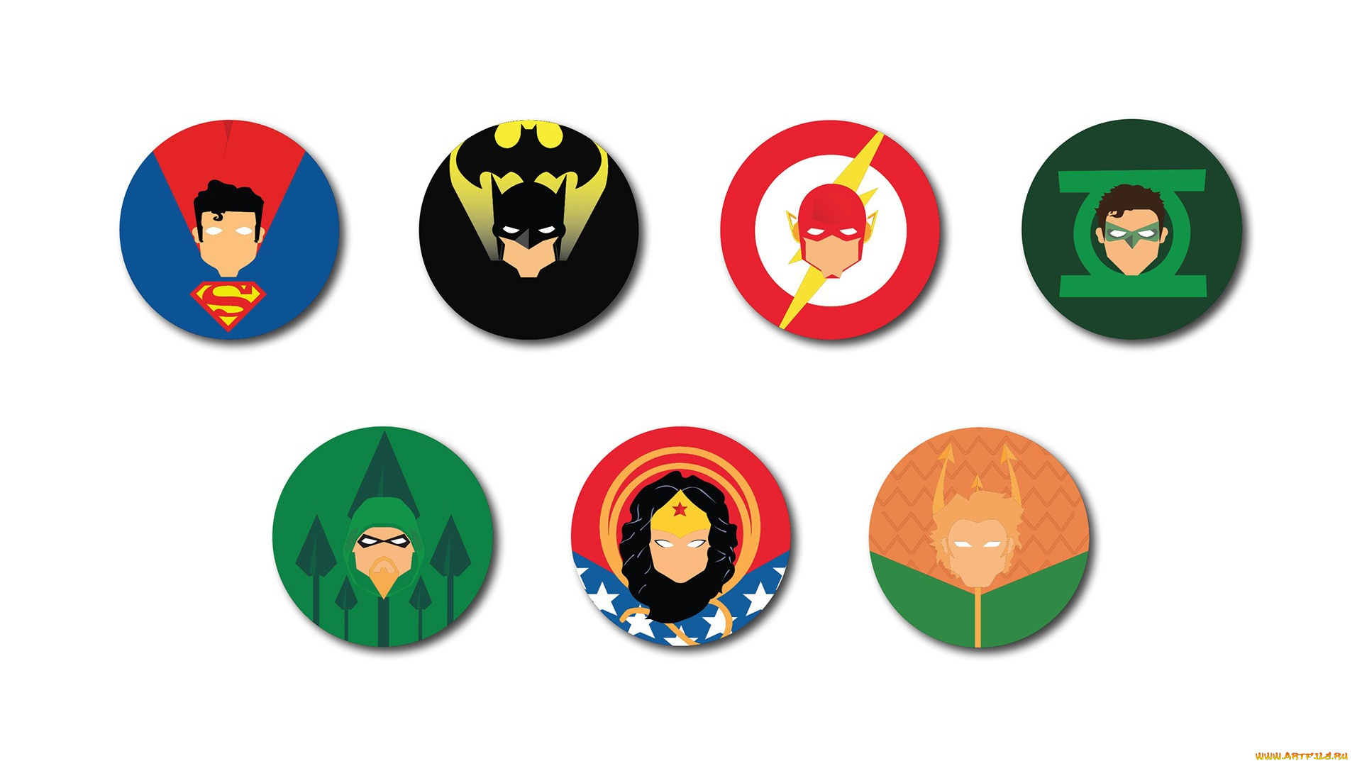 рисованное, минимализм, aquaman, flash, kal-el, heroes, badges, wonder, woman, justice, league, the, diana, green, lantern, bat, superman, batman, steeal, man, arrow, bruce, wayne