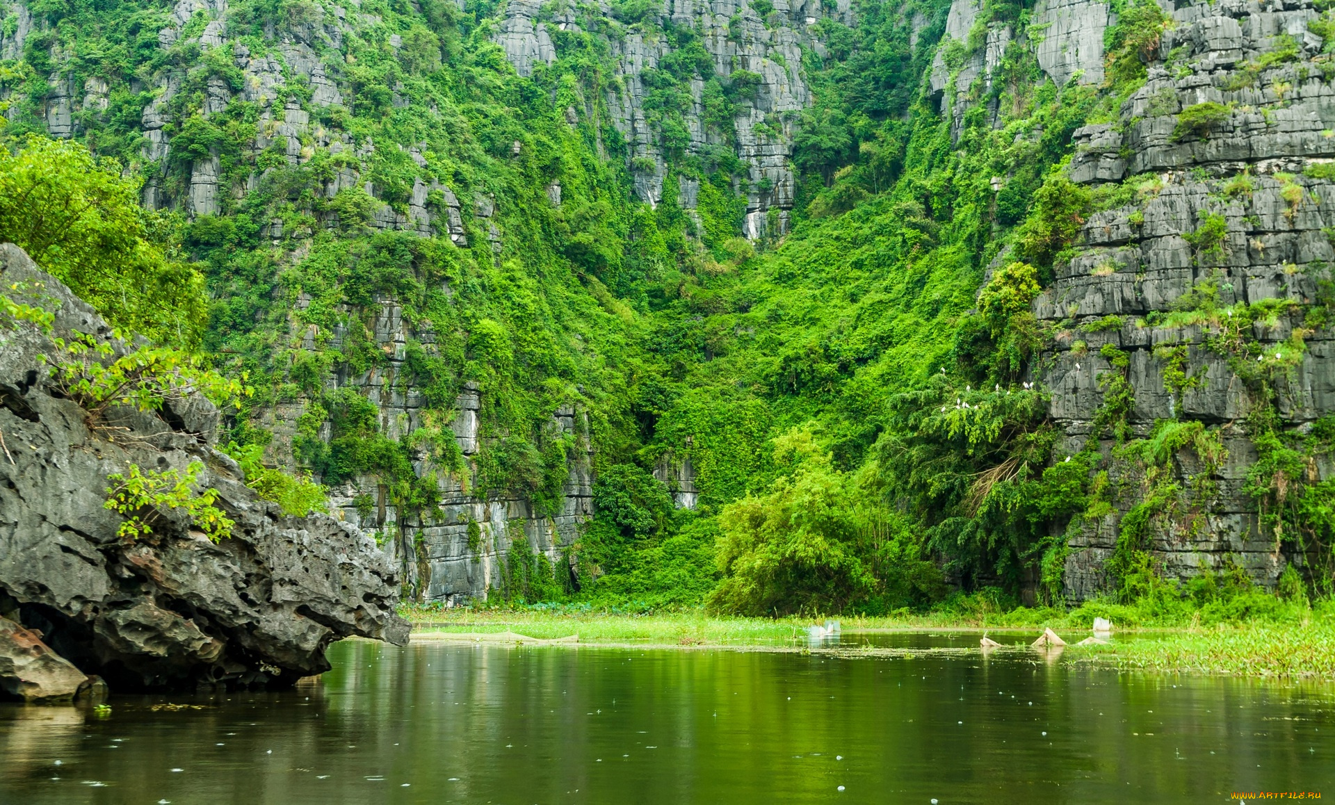 вьетнам, природа, реки, озера, скалы, растения, водоем