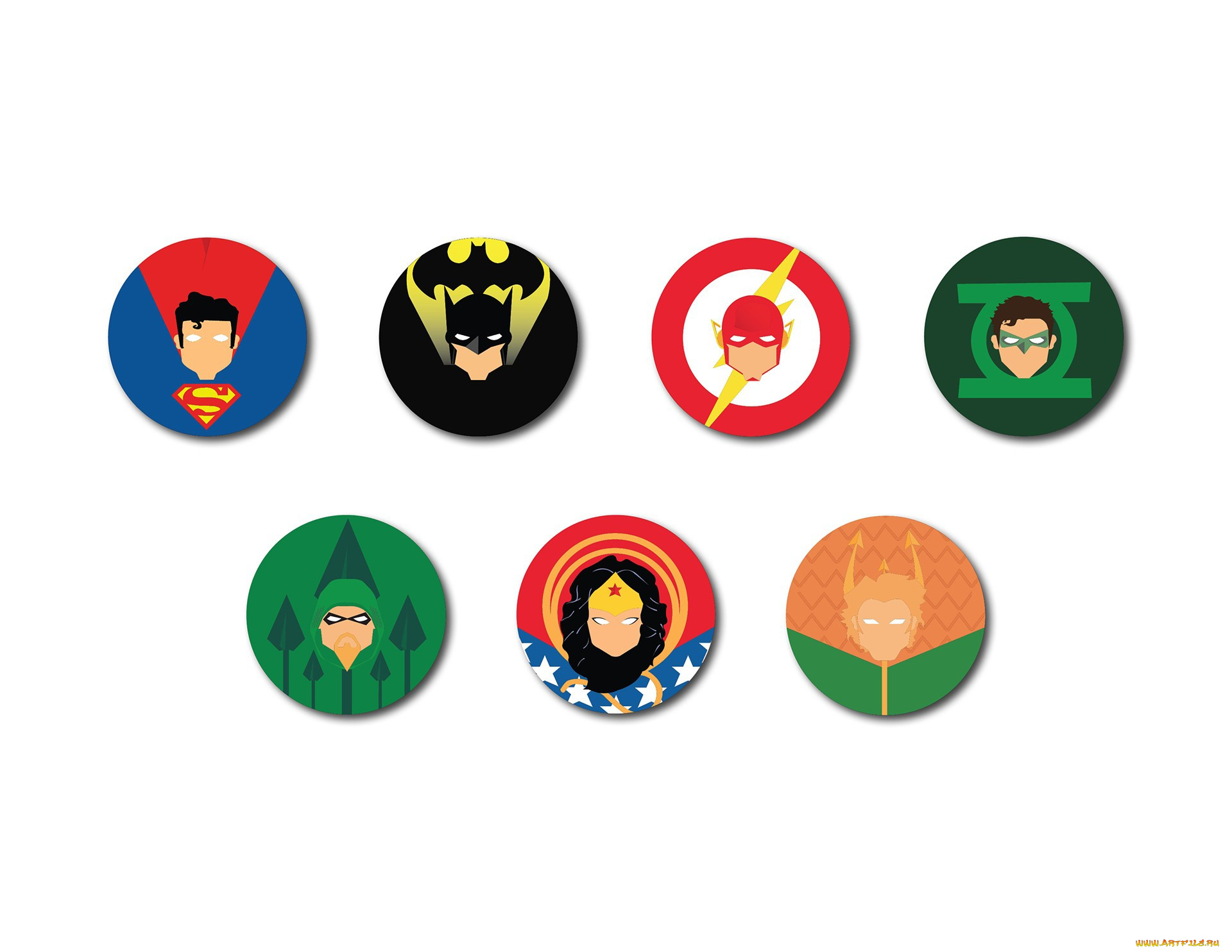 рисованное, минимализм, aquaman, flash, kal-el, heroes, badges, wonder, woman, justice, league, the, diana, green, lantern, bat, superman, batman, steeal, man, arrow, bruce, wayne