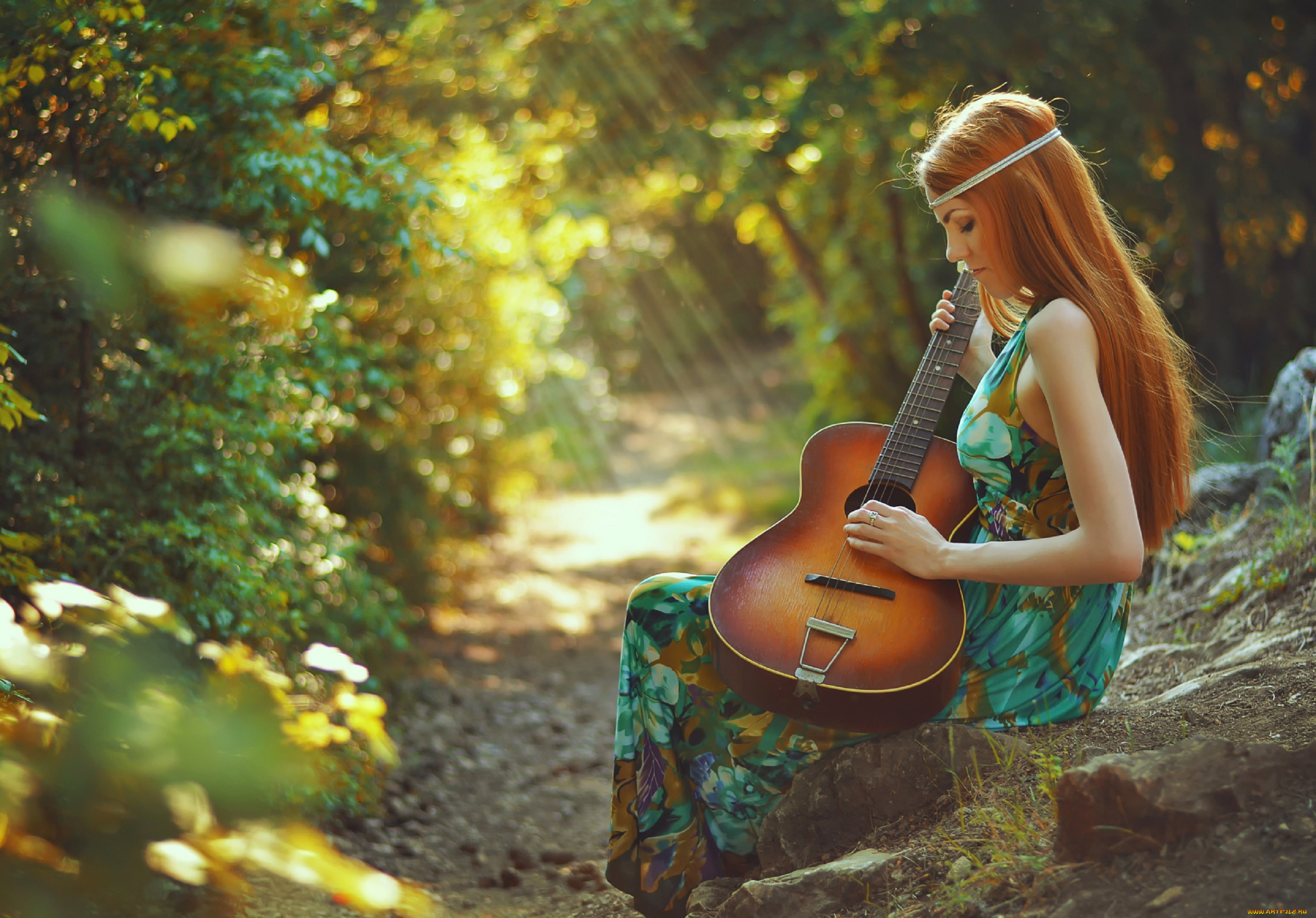 музыка, -другое, природа, растения, гитара, девушка
